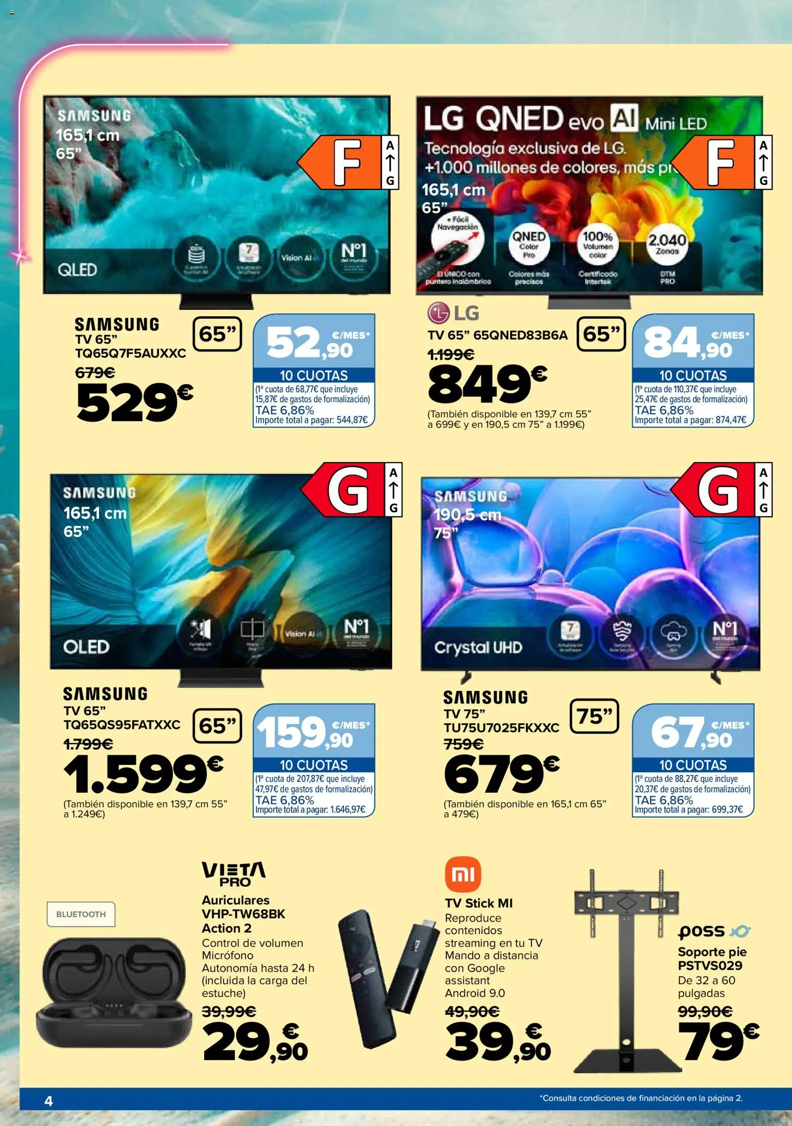 Carrefour Electroverano │ válido desde el 14/07/2026 | Página: 4 | Productos: Televisión, Auriculares, Micrófono, Navegación