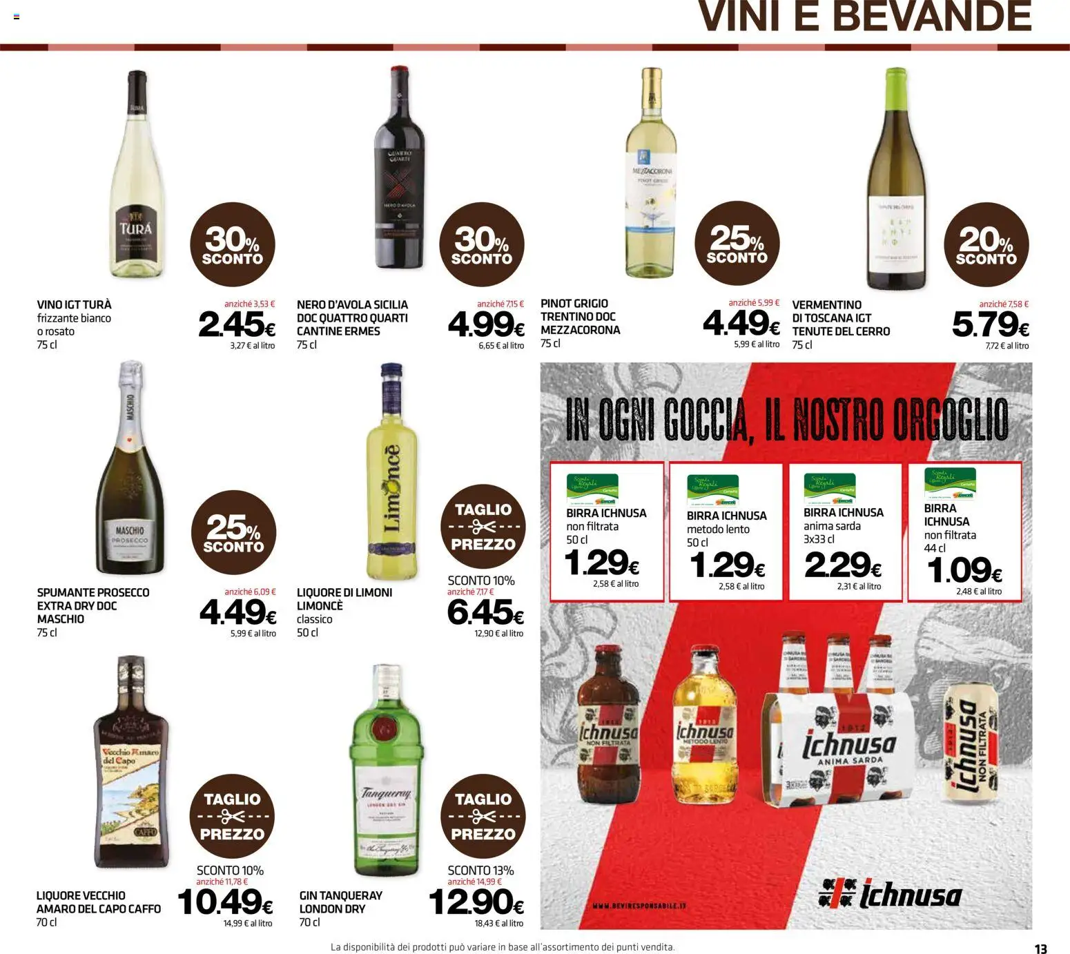 Volantino Superconti del 22/10/2026 | Pagina: 13 | Prodotti: Gin, Bevande, Limoni, Birra Ichnusa