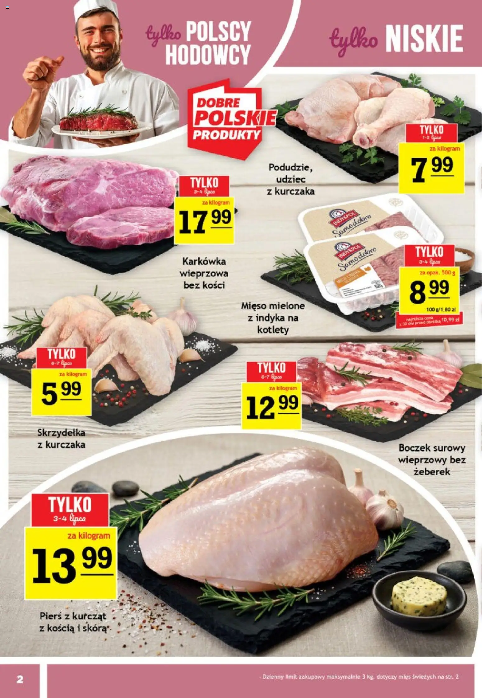 Gram Market gazetka od 01.07.2026 | Strona: 2 | Produkty: Skrzydełka z kurczaka, Karkówka, Mięso, Boczek surowy