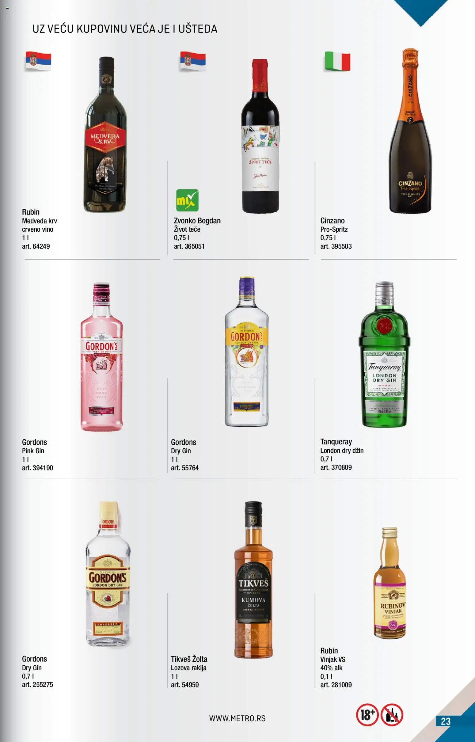 Metro katalog - važi od 01.09.2026 | Strana: 23 | Proizvode: Rakija, Crveno vino, Dry gin, Gin