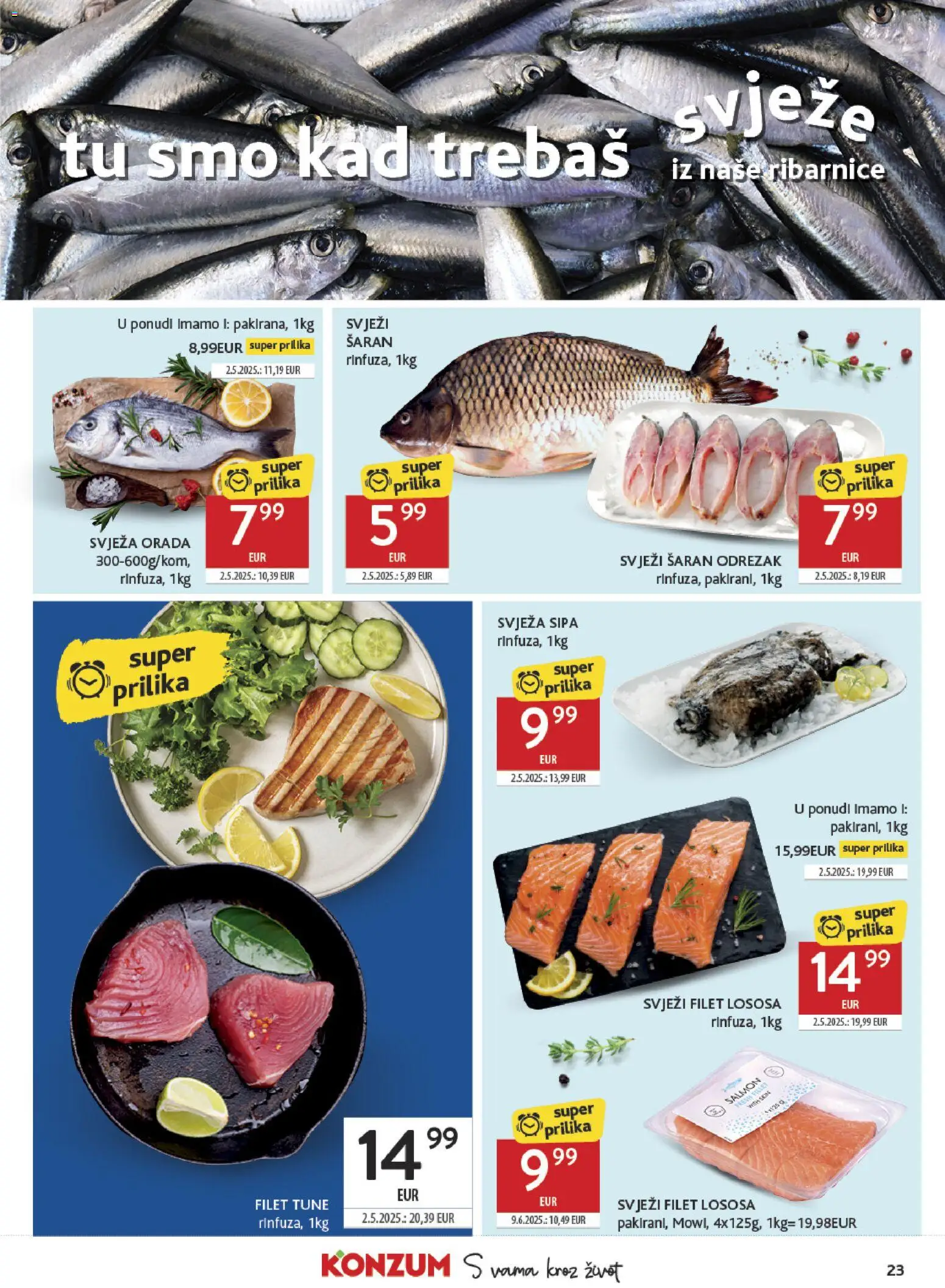 Konzum katalog | vrijedi od 23.09.2026 | Stranica: 23 | Proizvodi: Sipa, Odrezak, Šaran, Orada
