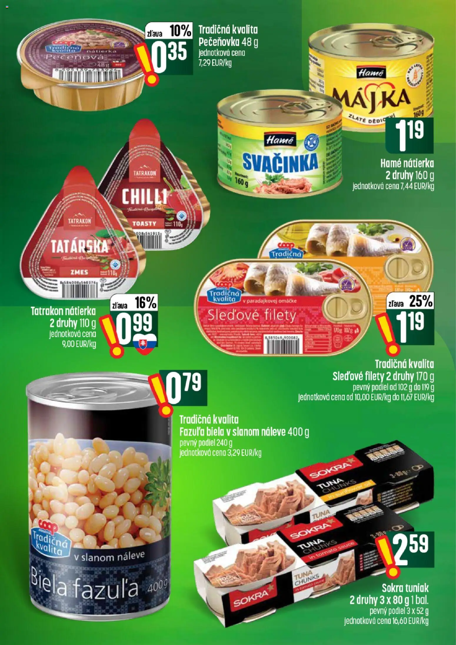Nové COOP Jednota akcie – leták je platný od 30.07.2026 | Strana: 34 | Produkty: Tuniak, Chilli, Fazuľa