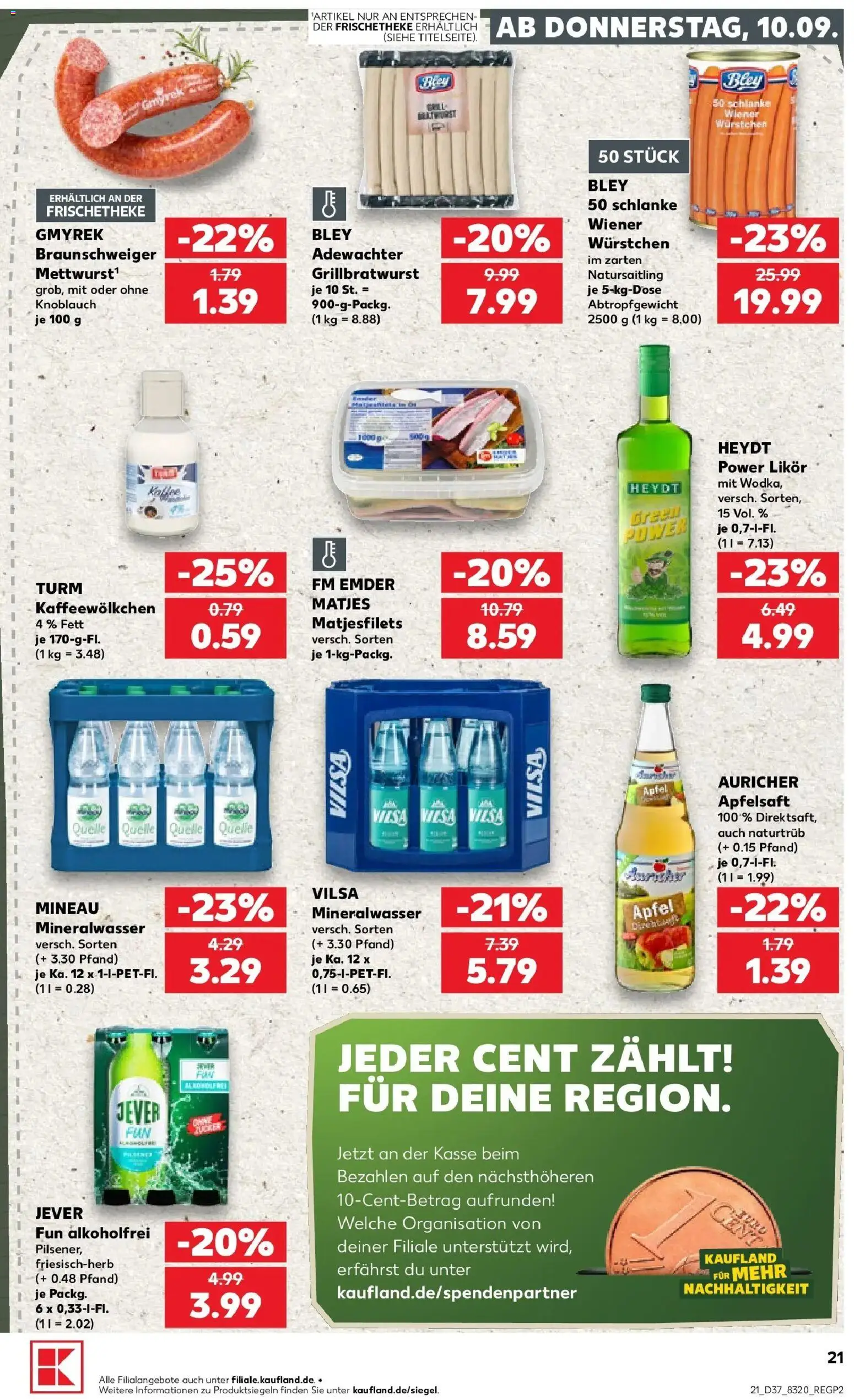 Prospekt Kaufland ab 10.09.2026 » Angebote Online zum Blättern | Seite: 21 | Produkte: Wiener wurstchen, Äpfel, Mineralwasser, Wodka