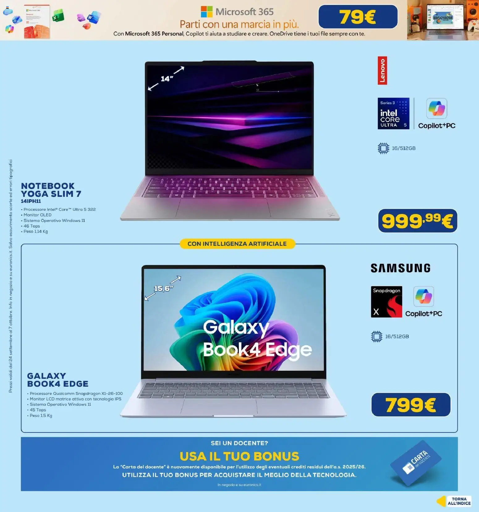 Volantino Euronics del 24/09/2026 | Pagina: 34 | Prodotti: Monitor, Notebook, Samsung