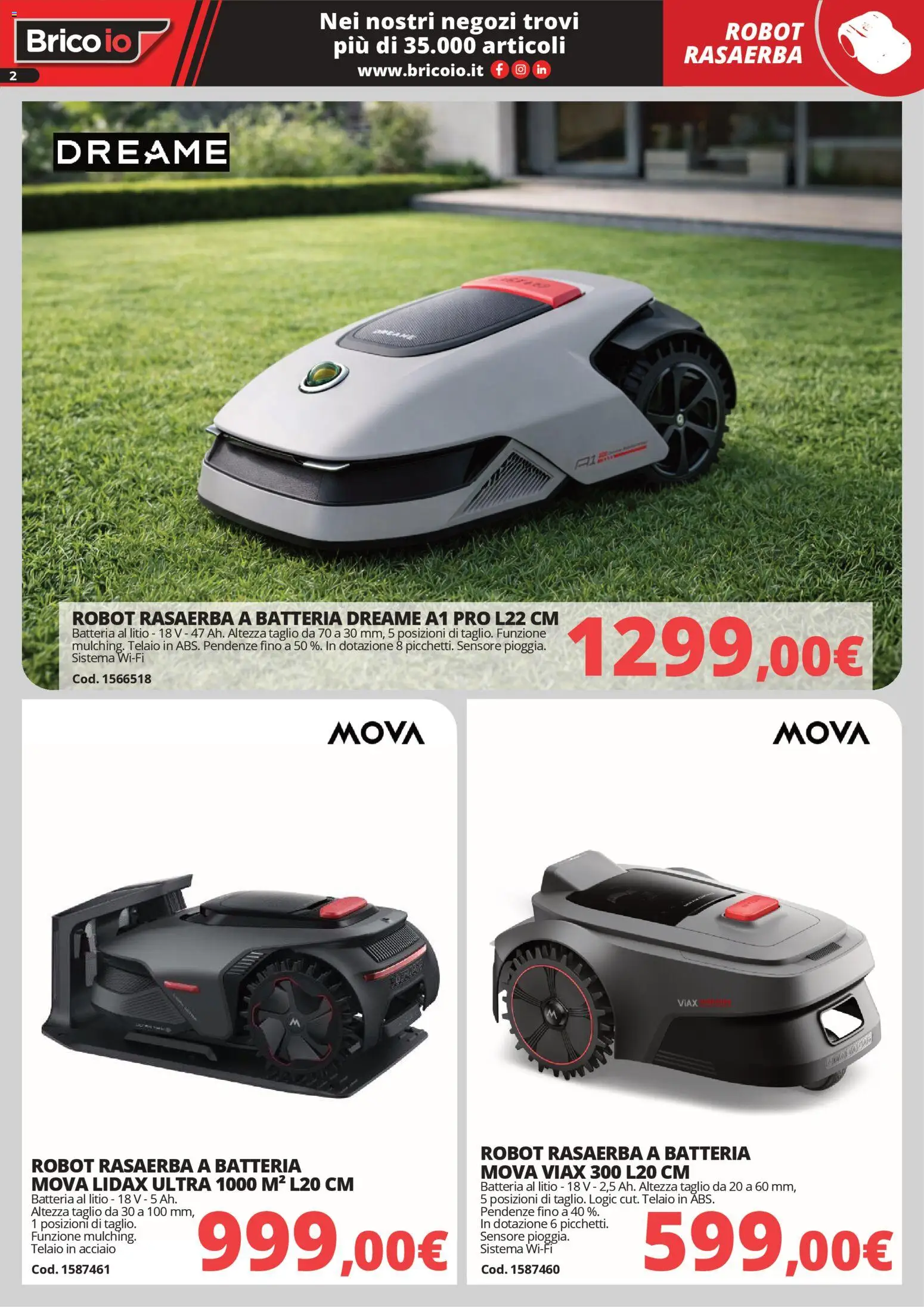 Volantino Brico io del 30.03.2026 | Pagina: 2 | Prodotti: Rasaerba, Robot, Batteria