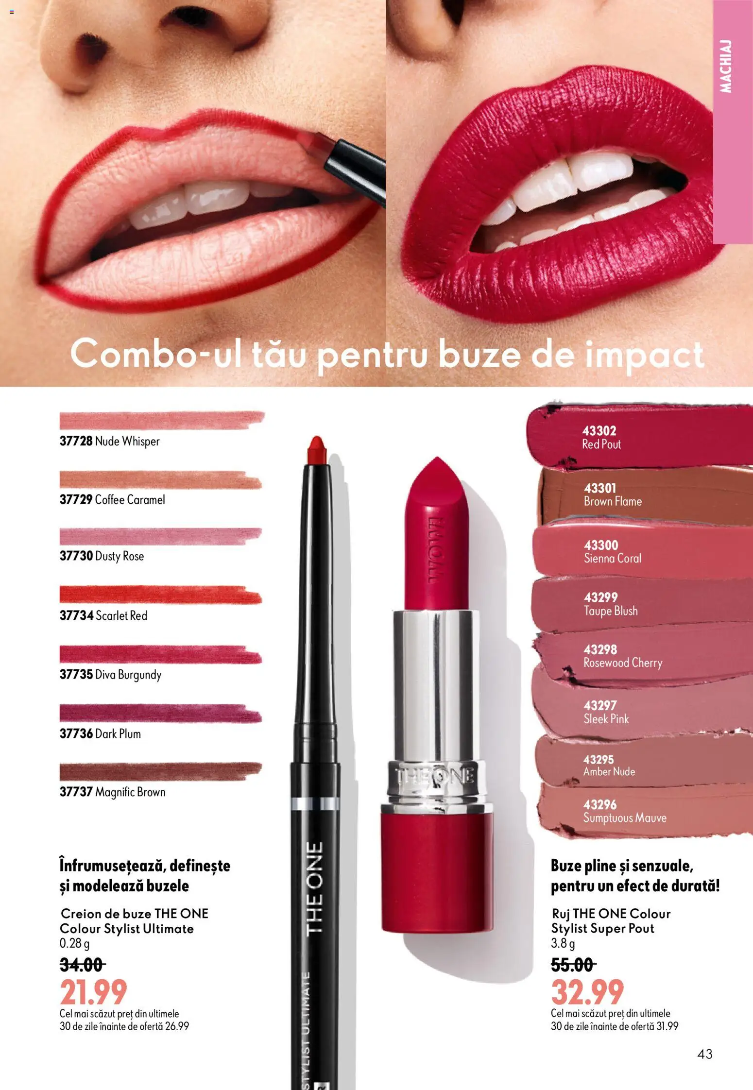 Noul catalog Oriflame – valabil de la 08.07.2026 | Pagină: 43 | Produse: Machiaj, Blush, Ruj, Peluş Köpek Yatağı