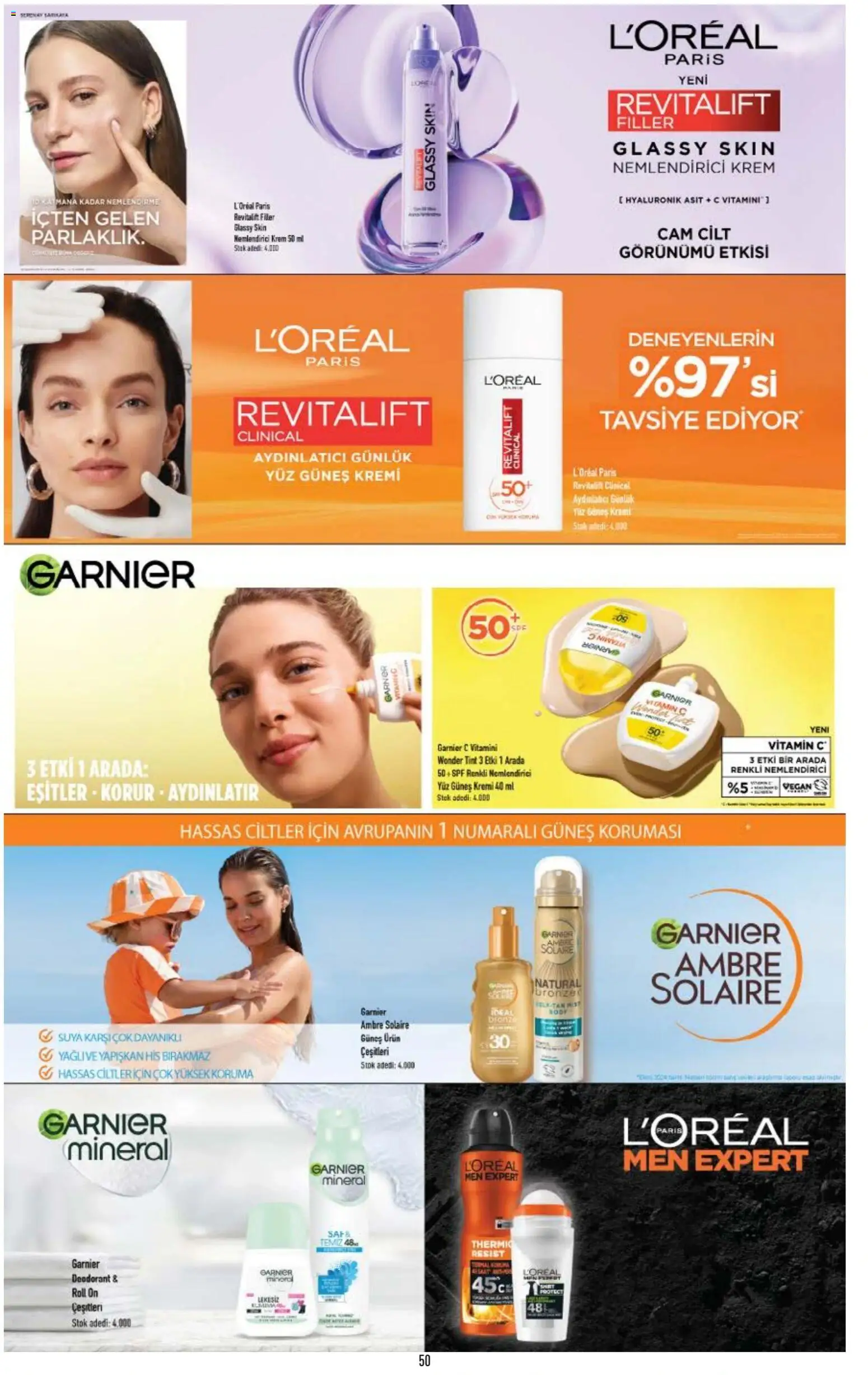 CarrefourSA Katalog - 06 Ağustos 2026 tarihinden itibaren geçerlidir | Sayfa: 50 | Ürünler: Krem, Güneş kremi, Deodorant