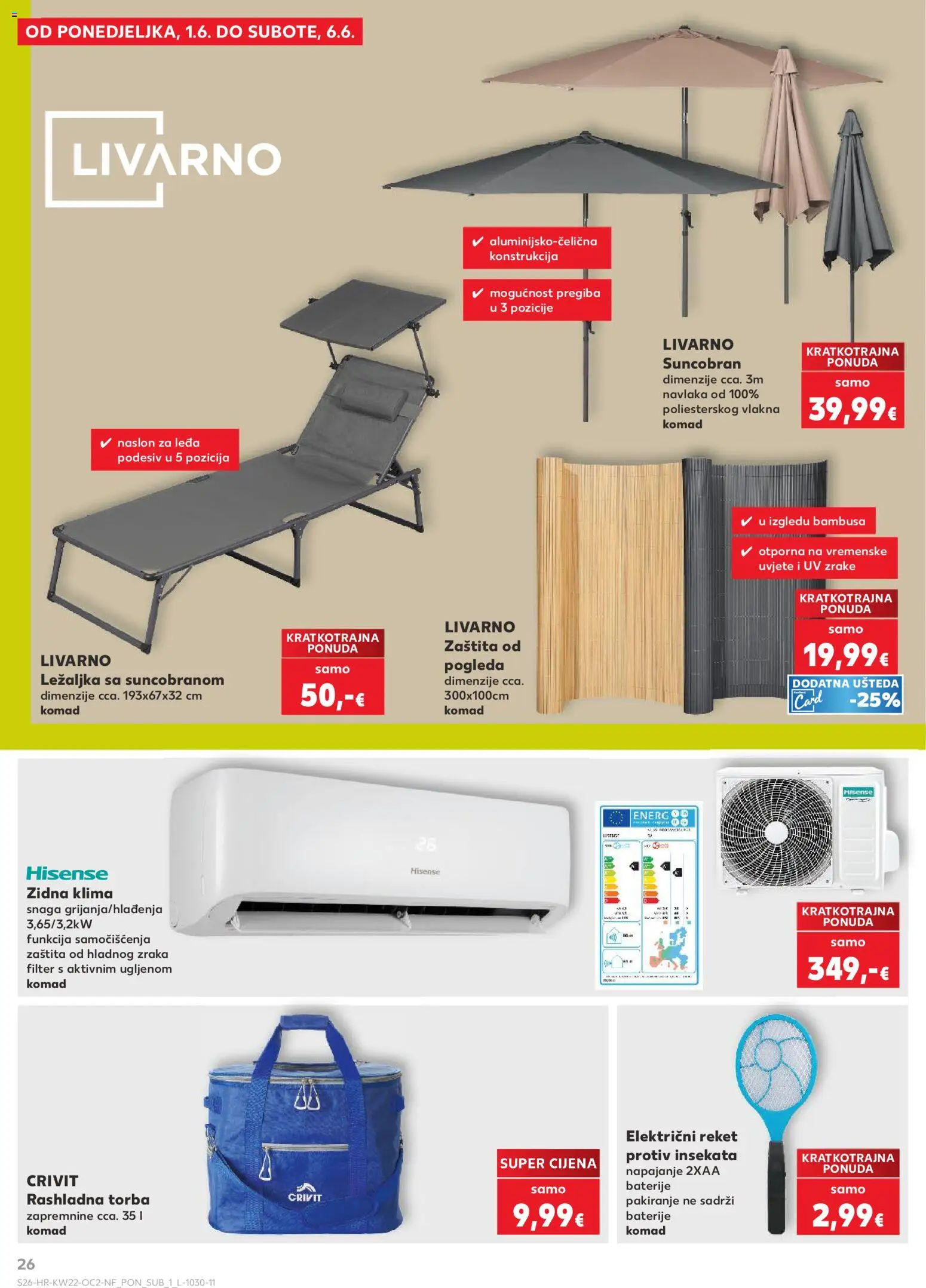 Kaufland katalog | vrijedi od 27.05.2026 | Stranica: 26 | Proizvodi: Klima, Baterije, Suncobran, Torba