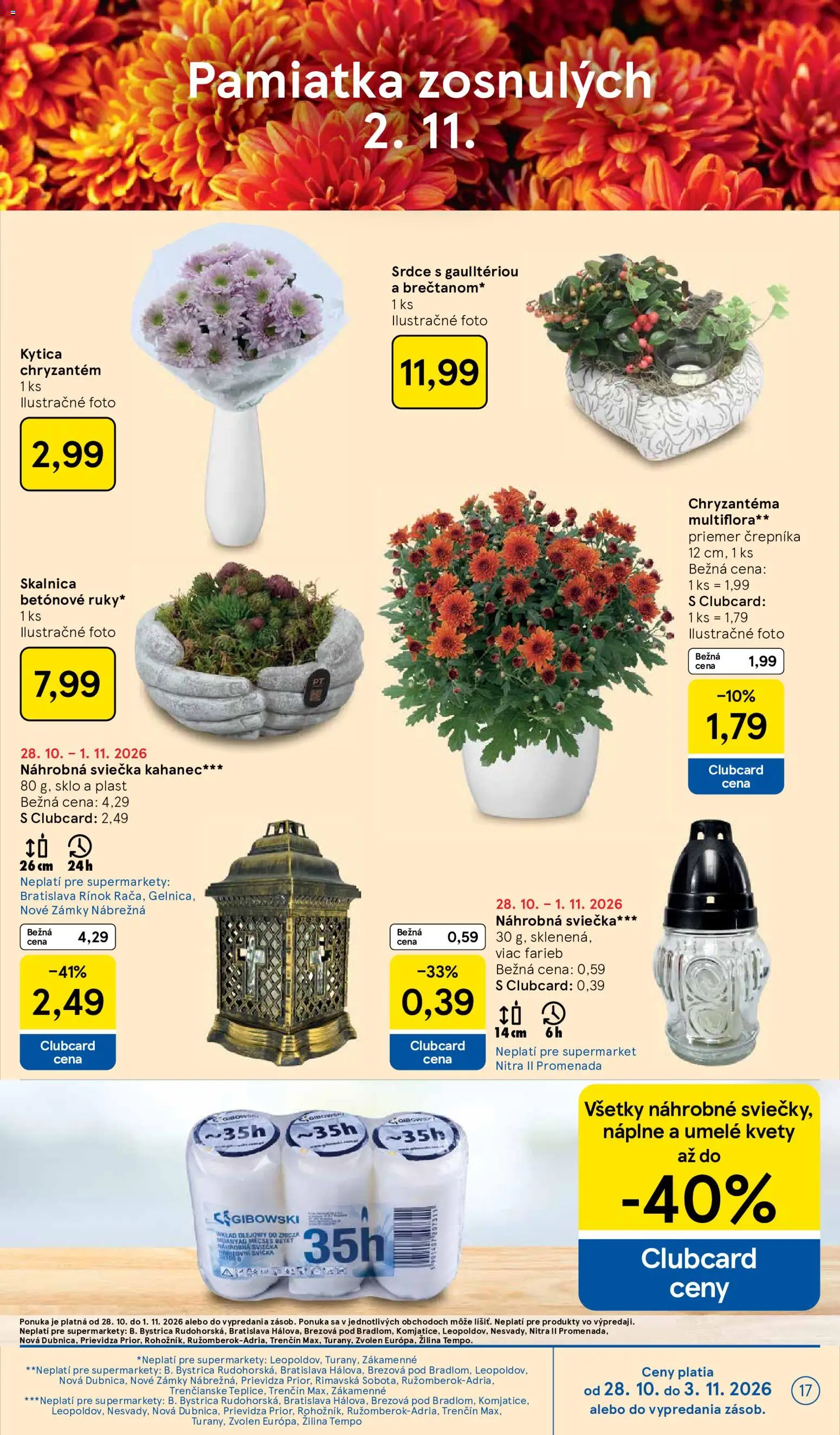 Nové Tesco akcie – leták je platný od 28.10.2026 | Strana: 17 | Produkty: Kvety