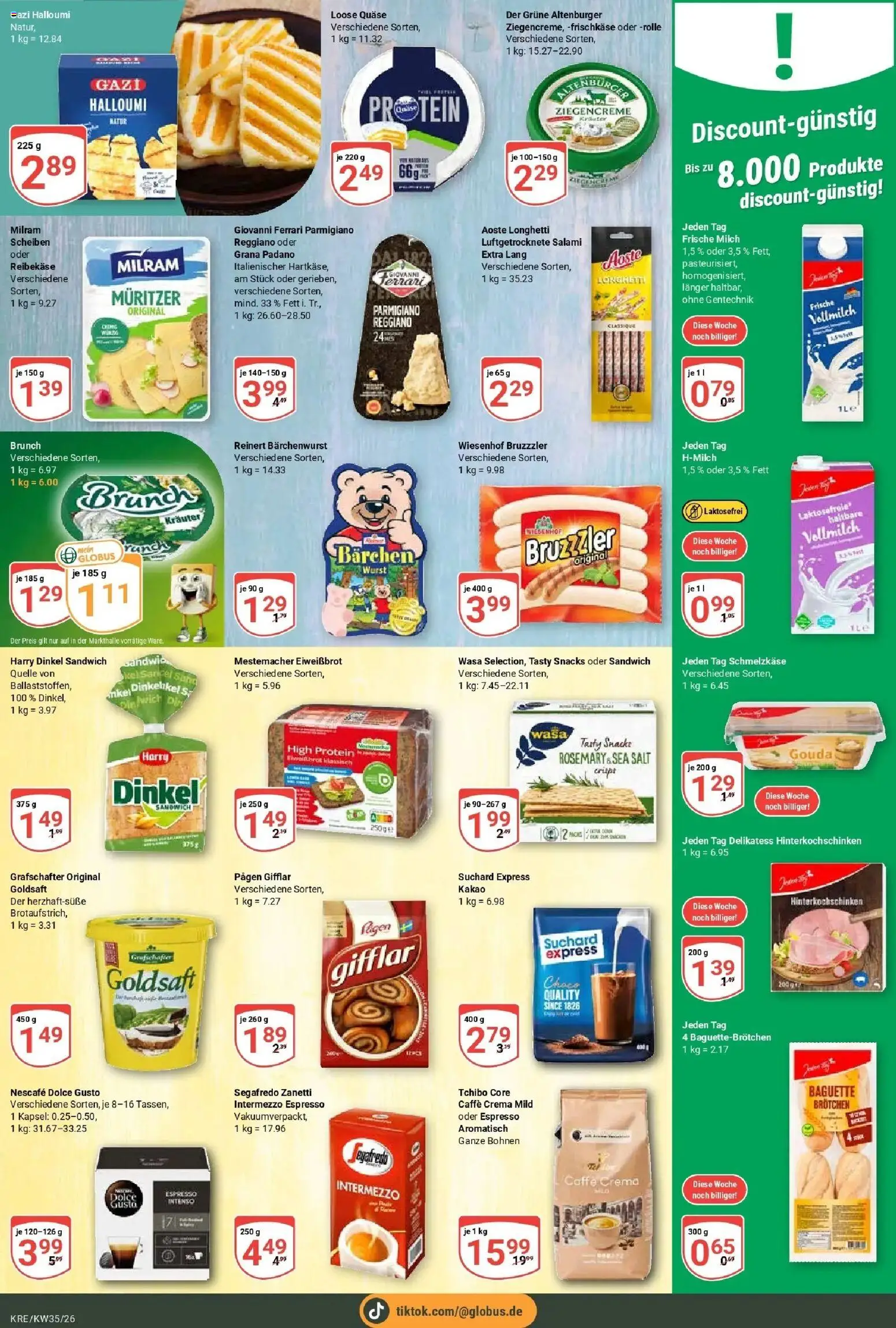 Globus Prospekt Krefeld – gültig ab 24.08.2026 | Seite: 16 | Produkte: Milch, Milram, Salami, Segafredo
