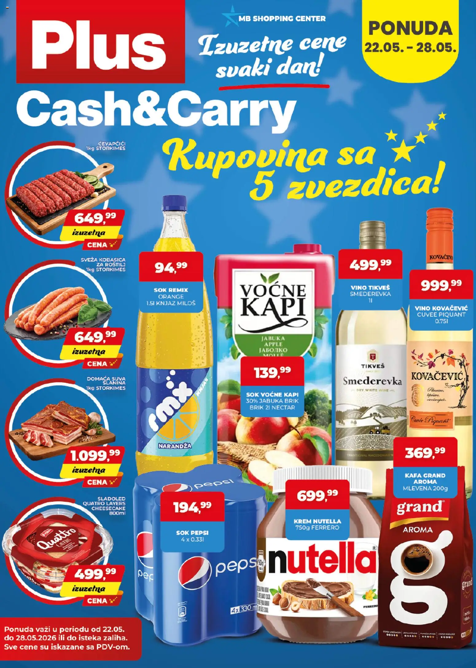 Plus Cash & Carry katalog - važi od 22.05.2026 | Strana: 1 | Proizvode: Cheesecake, Kafa, Kobasica, Roštilj