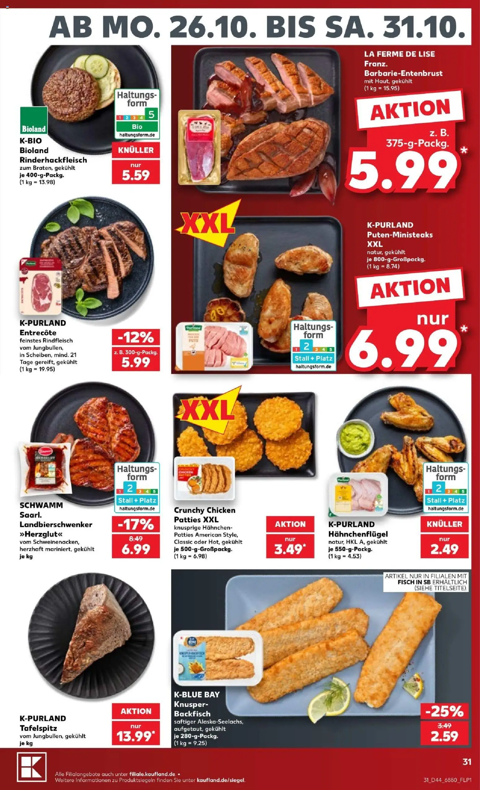 Kaufland Prospekt Völklingen – gültig ab 26.10.2026 | Seite: 31 | Produkte: Tafelspitz, Hahnchen, Entrecote, Rindfleisch