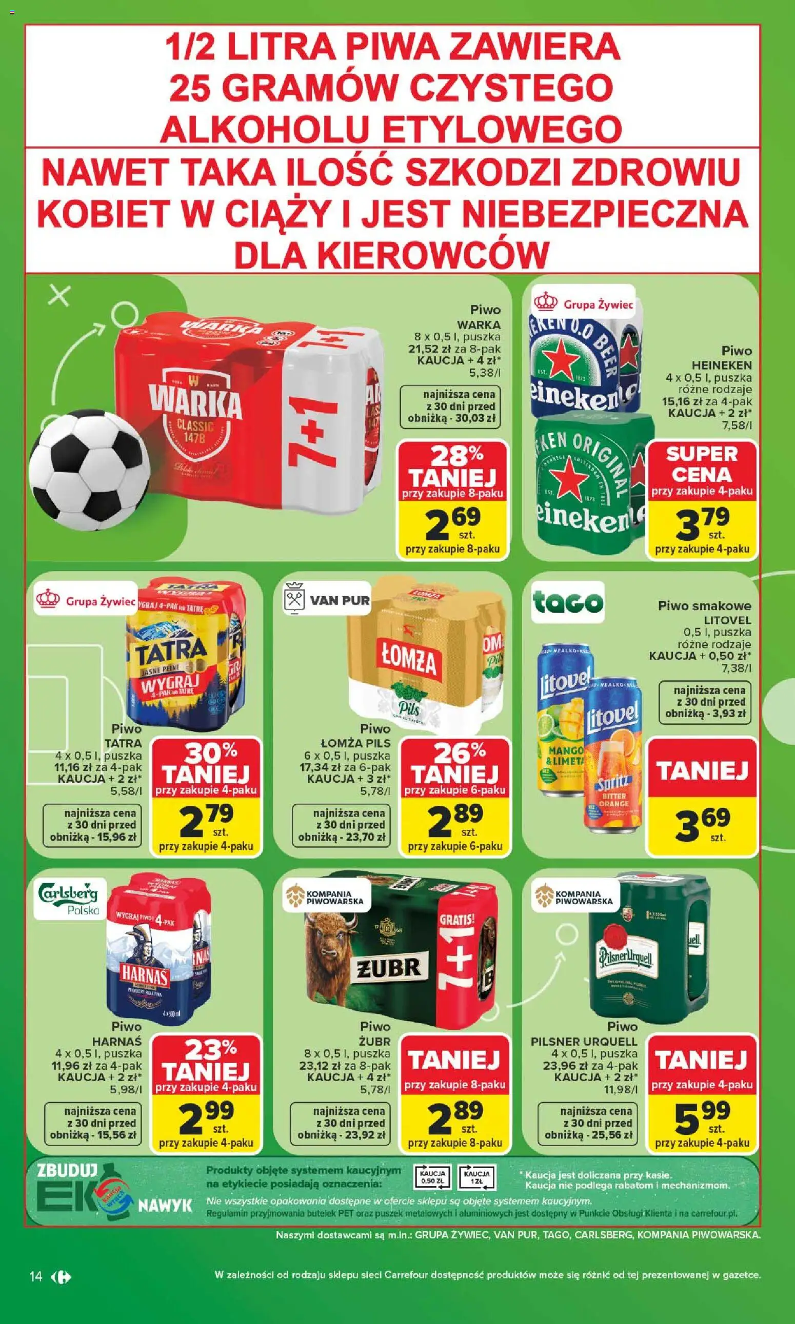 Carrefour gazetka od 08.06.2026 | Strona: 16 | Produkty: Warka, Harnaś, Piwo, Heineken