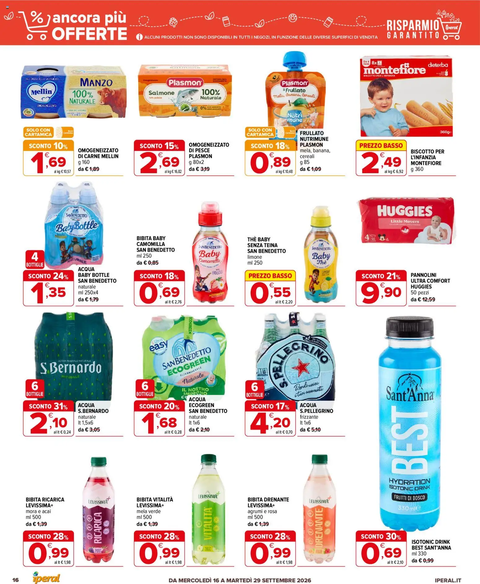 Volantino Iperal del 16/09/2026 | Pagina: 16 | Prodotti: Frutti di bosco, Pannolini, Pesce, Manzo