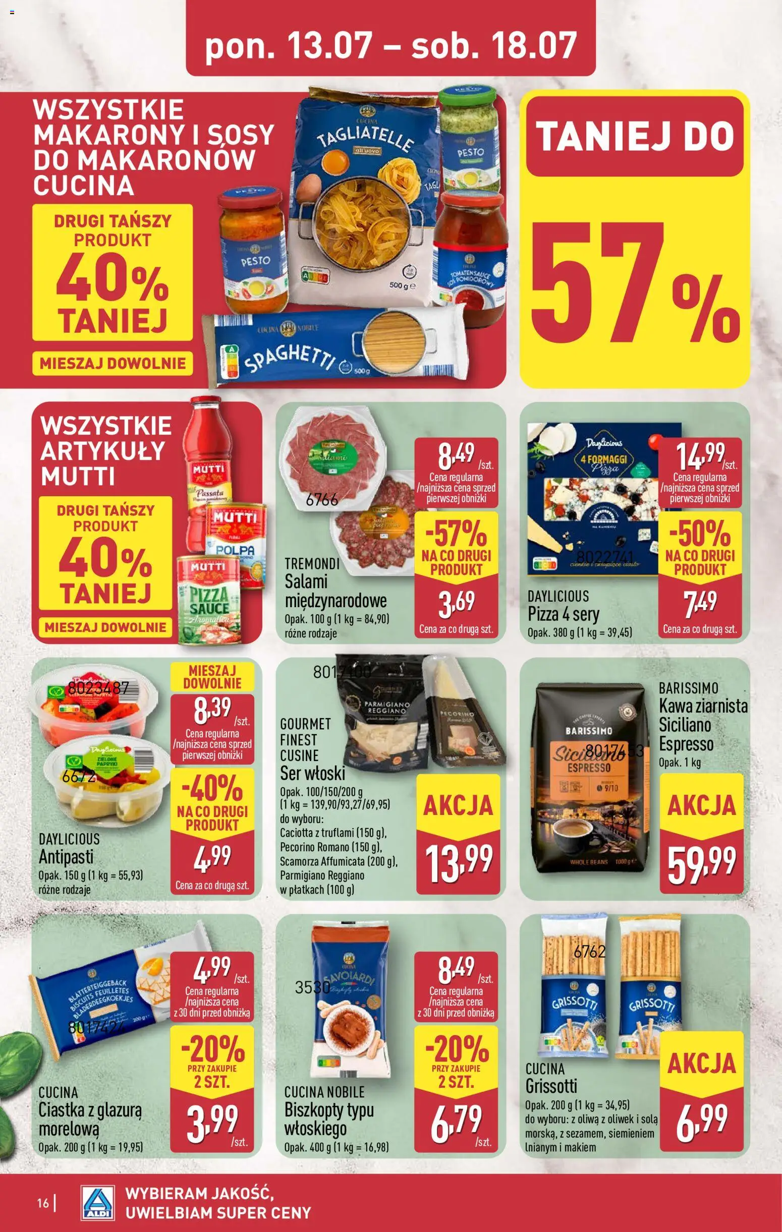 Aldi gazetka od 13.07.2026 | Strona: 16 | Produkty: Oliwa z oliwek, Sery, Ser, Kawa