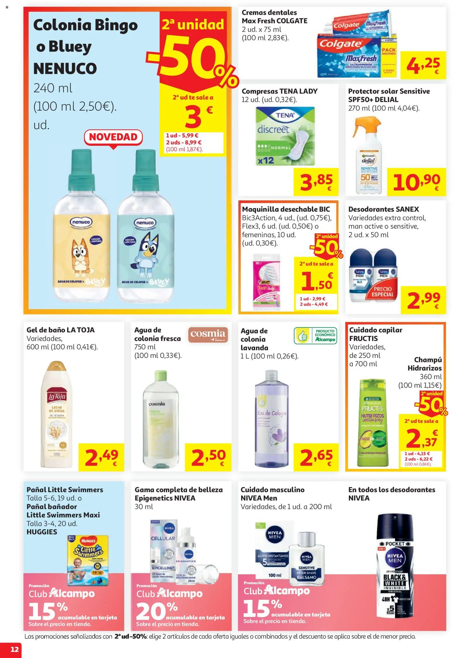 Alcampo  HP Nacional Cat Litoral │ válido desde el 29/07/2026 | Página: 12 | Productos: Agua de colonia, Sérum, Γλυφιτζούρι, Baño