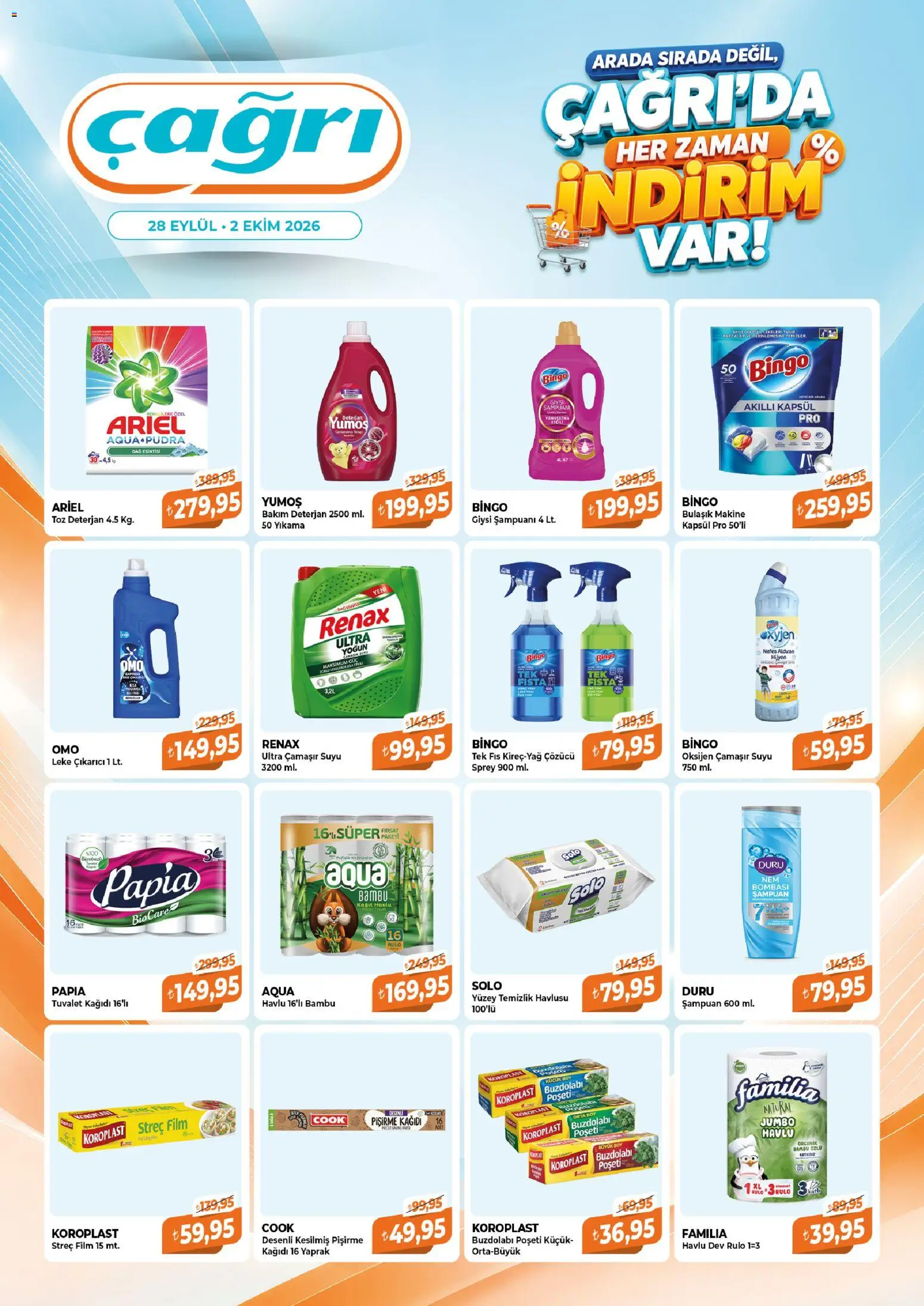 Çağrı Market Katalog - 28 Eylül 2026 tarihinden itibaren geçerlidir | Sayfa: 4 | Ürünler: Tuvalet, Giysi, Tuvalet kağıdı, Buzdolabı