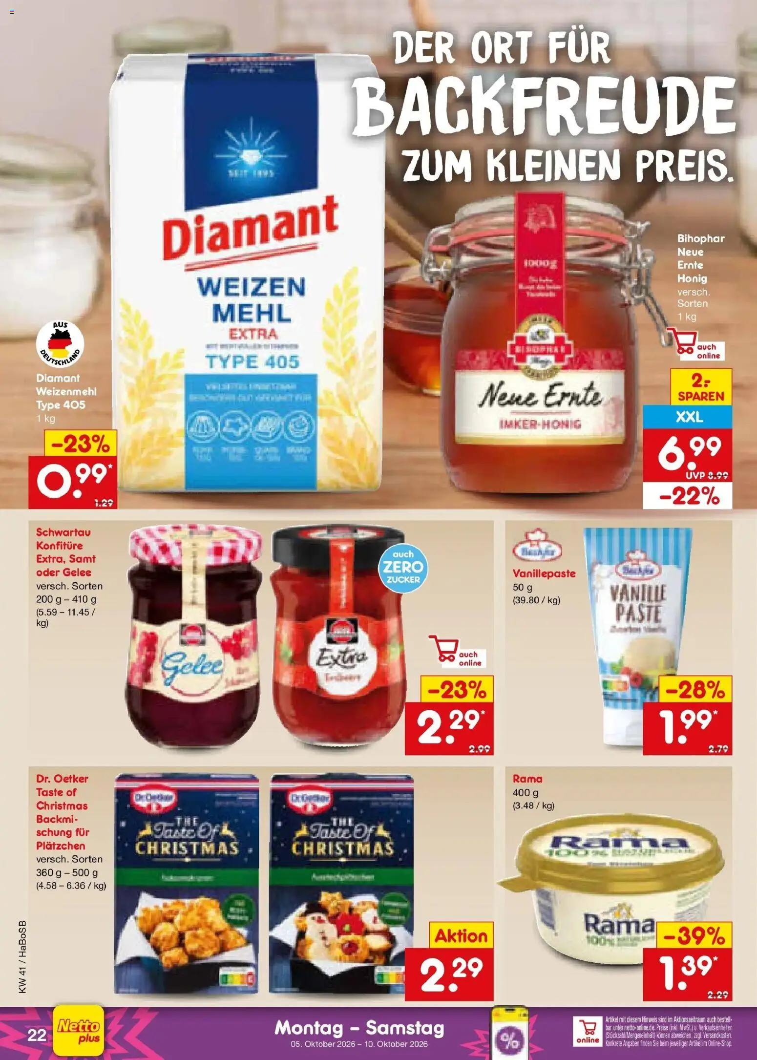 Netto Marken-Discount Prospekt Bochum – gültig ab 05.10.2026 | Seite: 24 | Produkte: Rama, Mehl, Vanille, Zucker