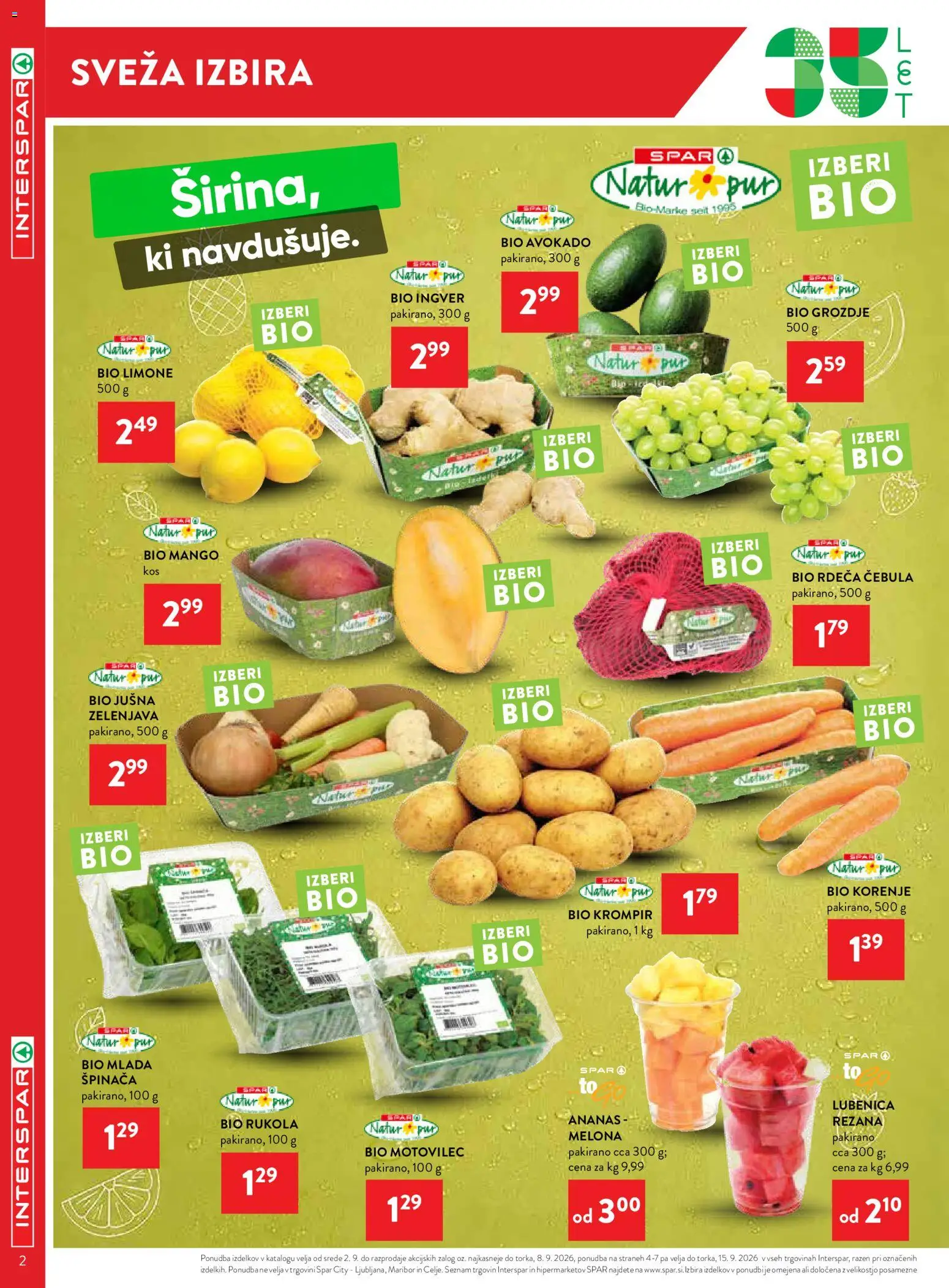 Novi Spar katalog ponudbe – veljaven od 02.09.2026 | Stran: 2 | Izdelki: Ingver, Ananas, Avokado, Zelenjava
