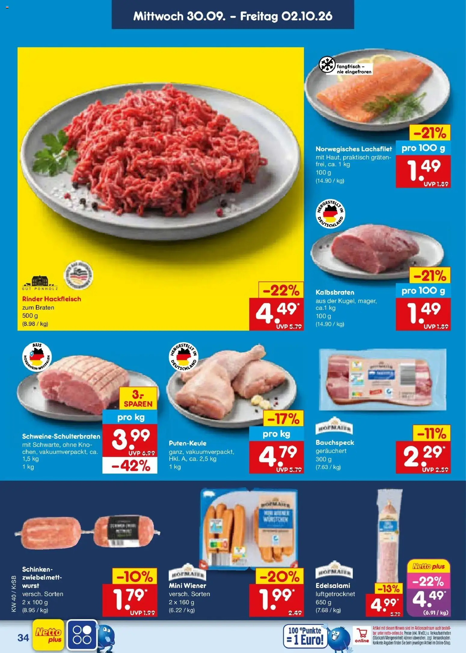 Netto Marken-Discount Prospekt Jüchen – gültig ab 28.09.2026 | Seite: 52 | Produkte: Wurst, Schinken, Hackfleisch