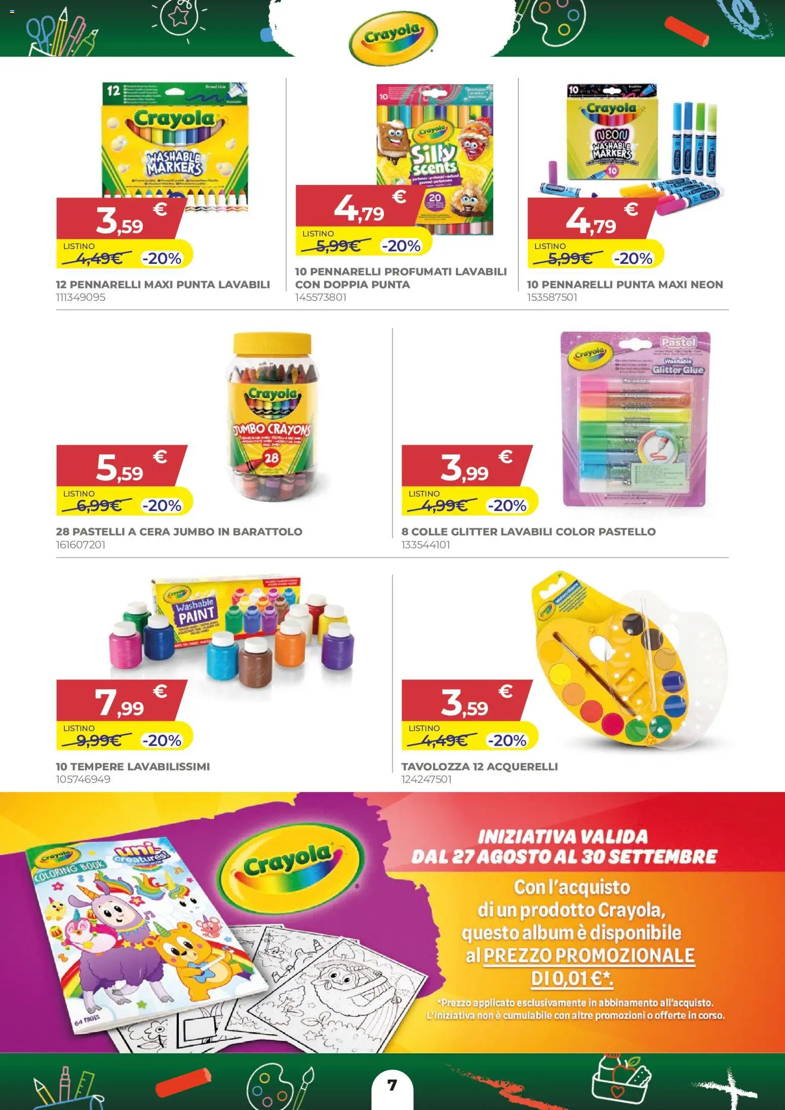 Volantino Toys Center del 27/08/2026 | Pagina: 7 | Prodotti: Pastelli a cera, Pennarelli, Pastelli