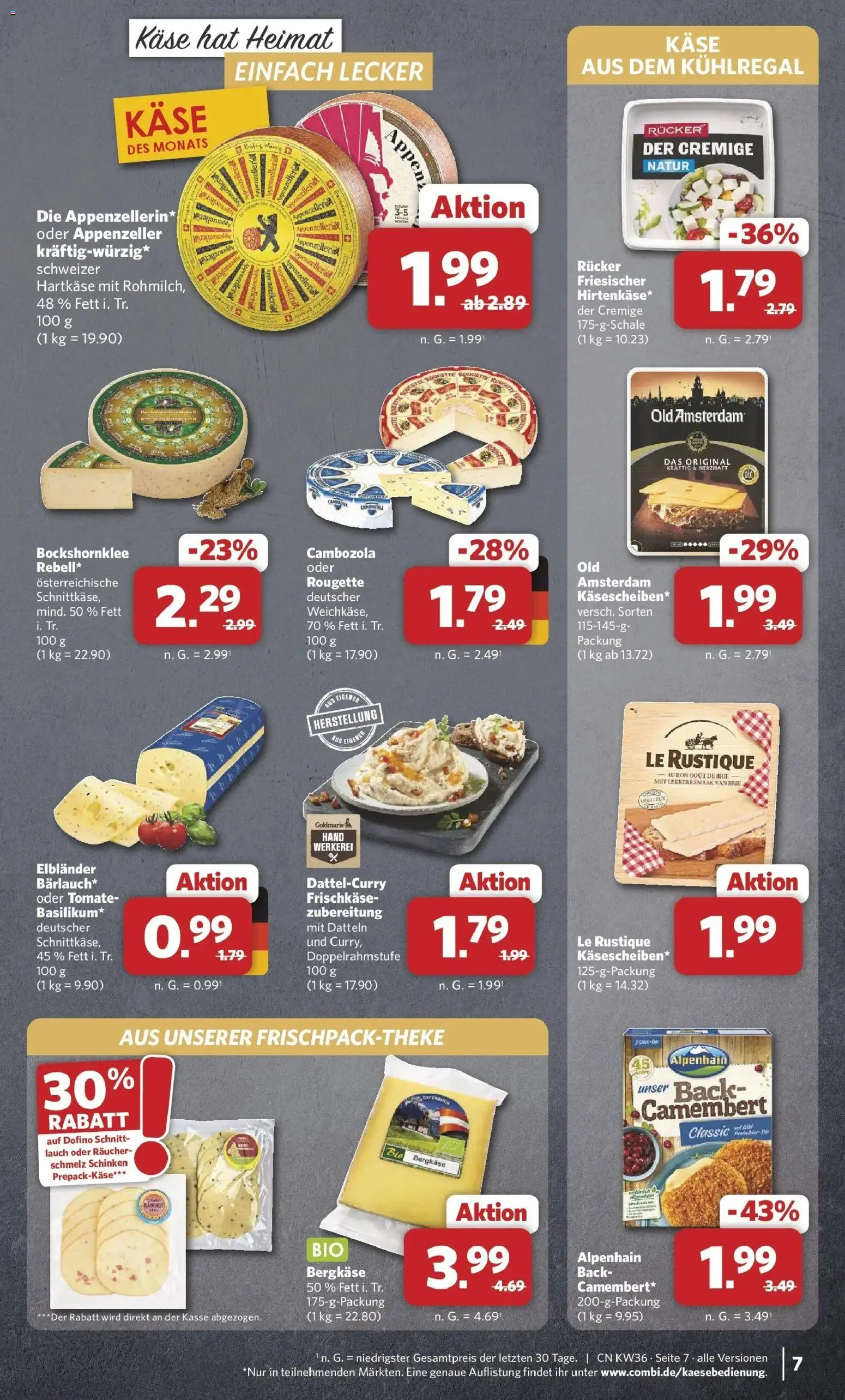 Combi Prospekt Weener (ab 31.08.2026) zum Blättern | Seite: 7 | Produkte: Käse, Camembert, Schinken, Lauch