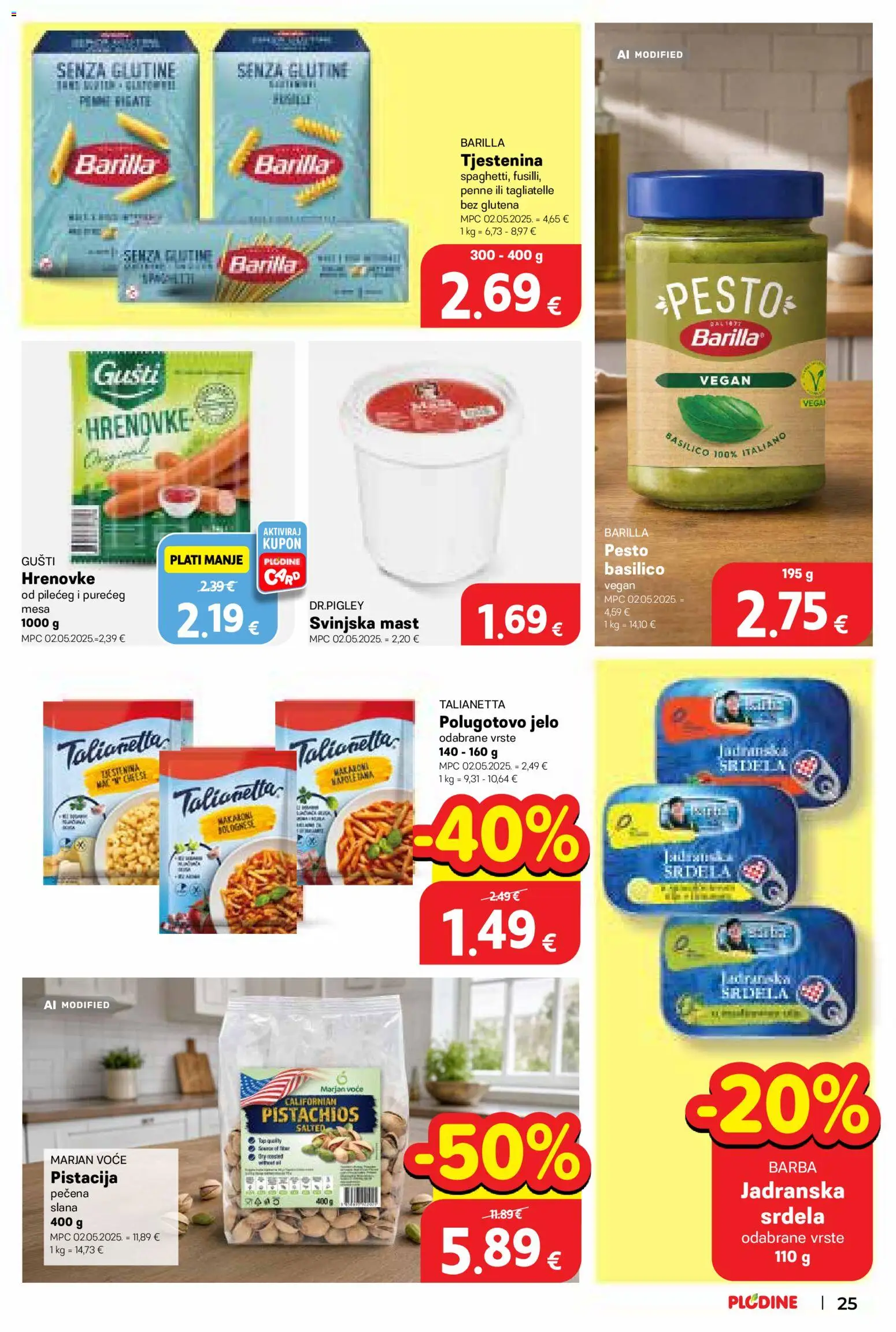 Plodine katalog | vrijedi od 09.09.2026 | Stranica: 25 | Proizvodi: Hrenovke, Svinjska mast, Barilla tjestenina, Barilla