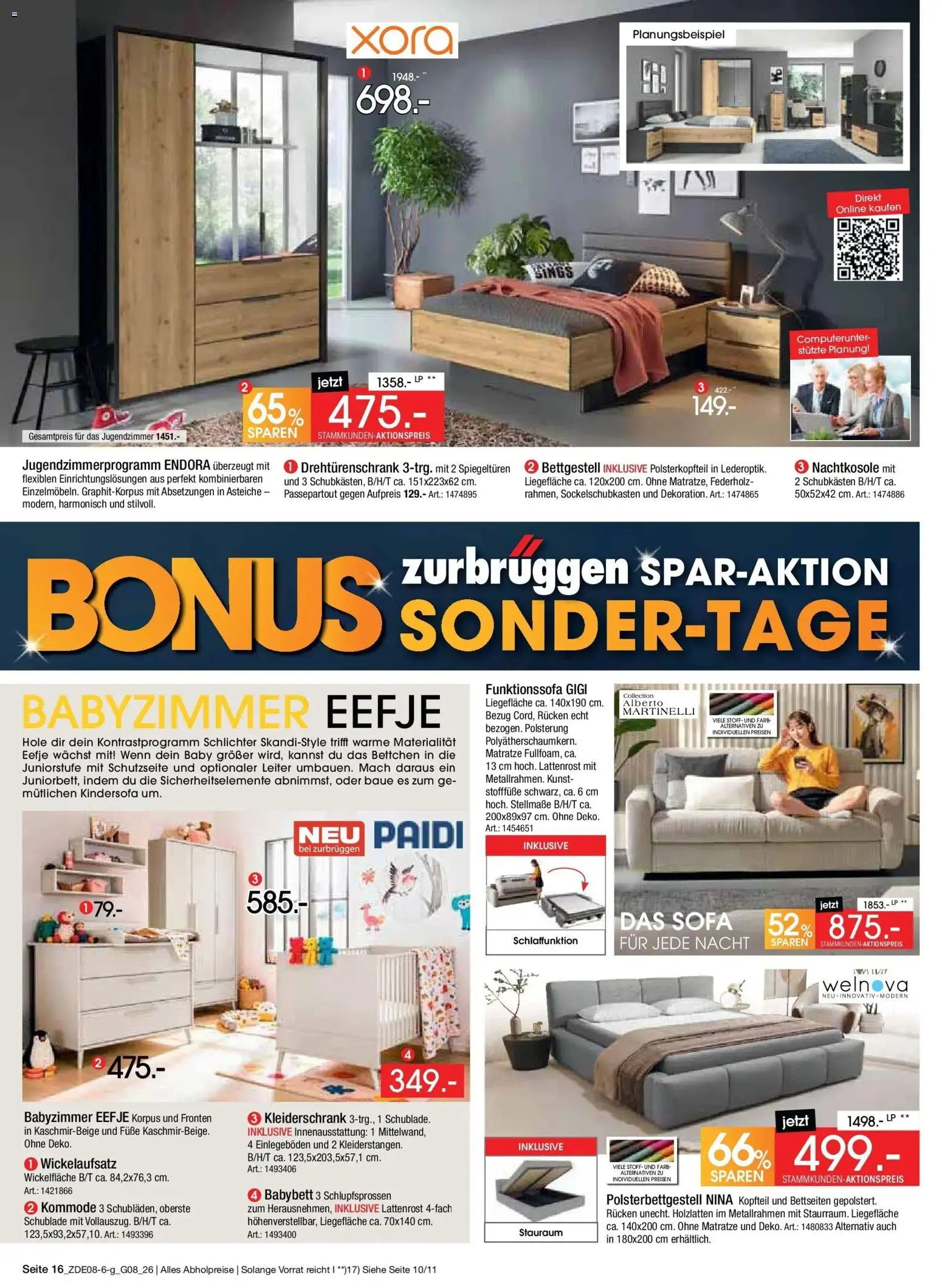 Zurbrüggen - Zurbrüggen: Bonus Sonder-Tage – gültig ab 31.07.2026 | Seite: 16 | Produkte: Kommode, Lattenrost, Sofa, Babybett