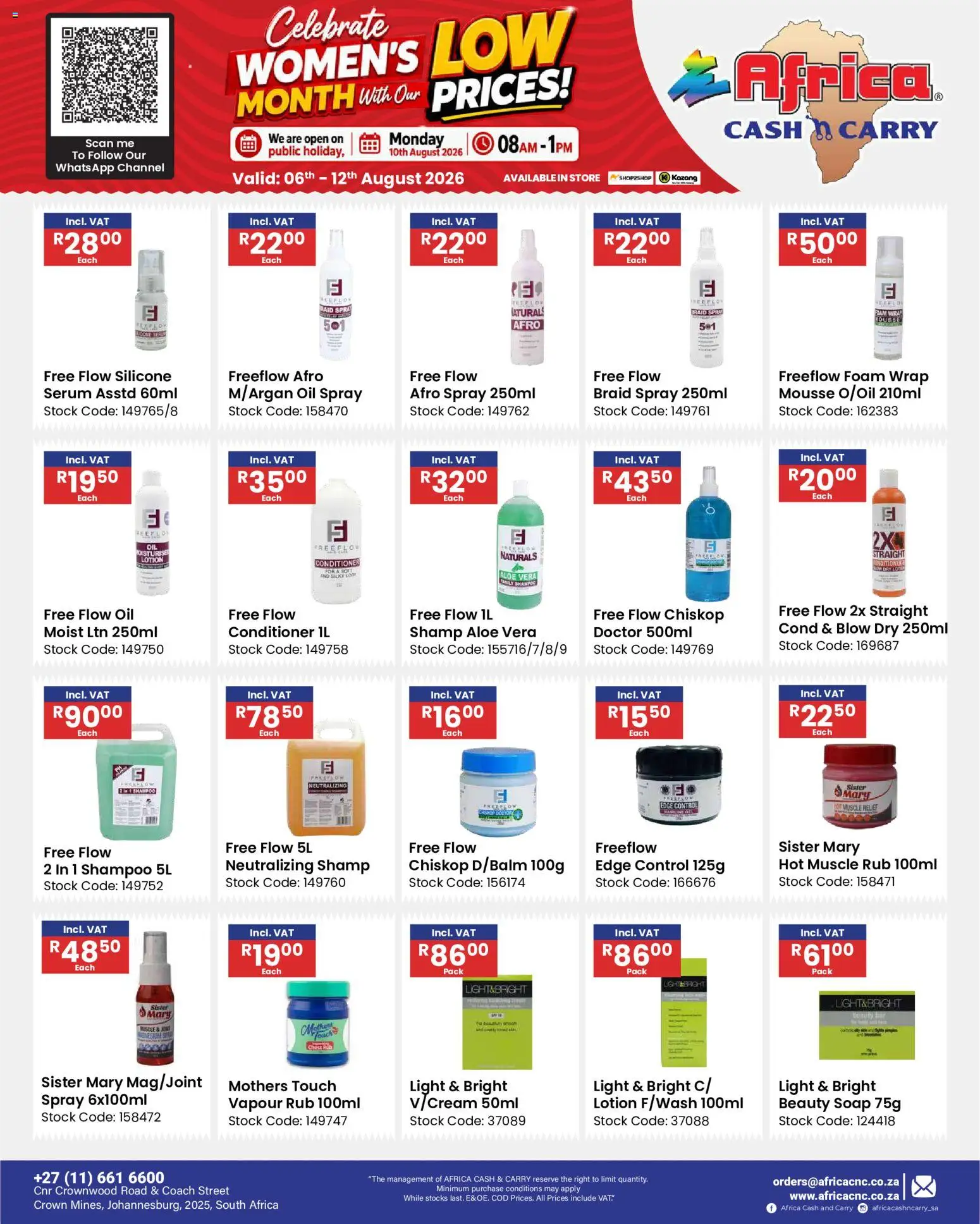 New Africa Cash & Carry catalogue – valid from 06/08/2026 | Page: 64 | Products: Oil, Shampoo, Conditioner, Soap