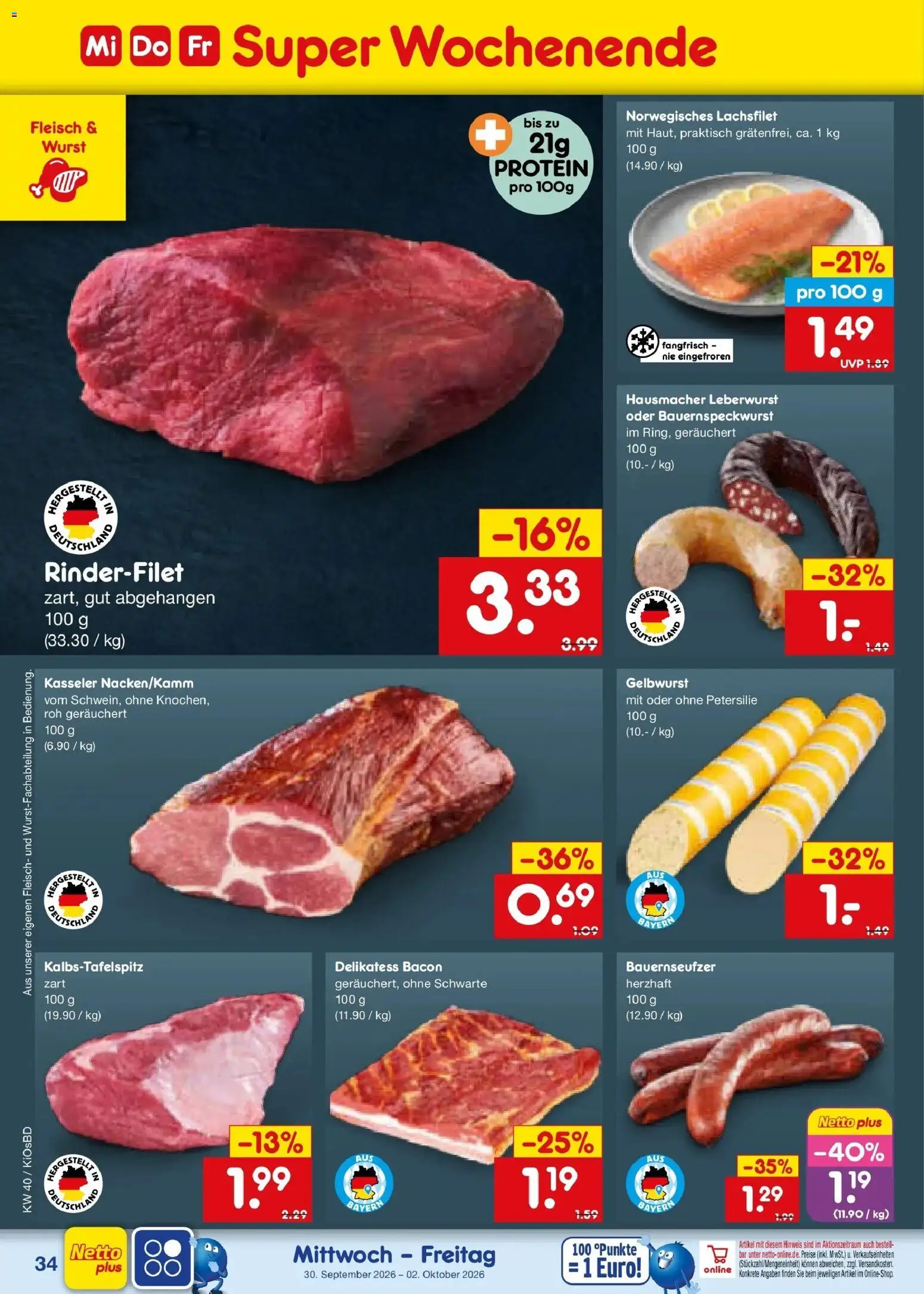 Netto Marken-Discount Prospekt Mistelbach – gültig ab 28.09.2026 | Seite: 52 | Produkte: Rinderfilet, Wurst, Petersilie, Fleisch