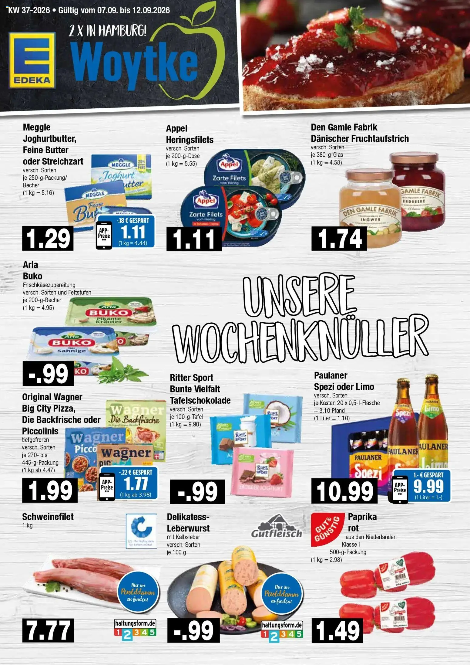 Edeka Prospekt Hamburg (ab 07.09.2026) » Angebote Online | Seite: 1 | Produkte: Butter, Kalbsleber, Arla buko, Piccolinis