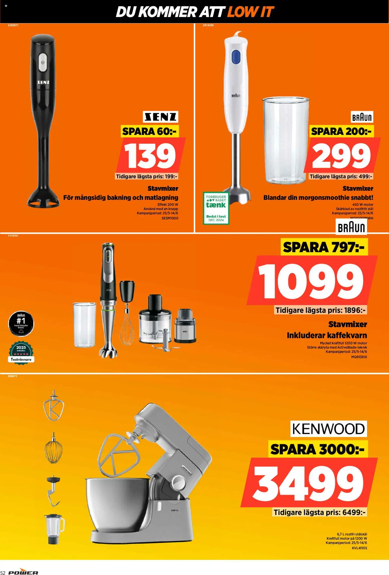 Power reklamblad aktuell från 08.06.2026 | Sida: 52 | Produkter: Stavmixer, Blender