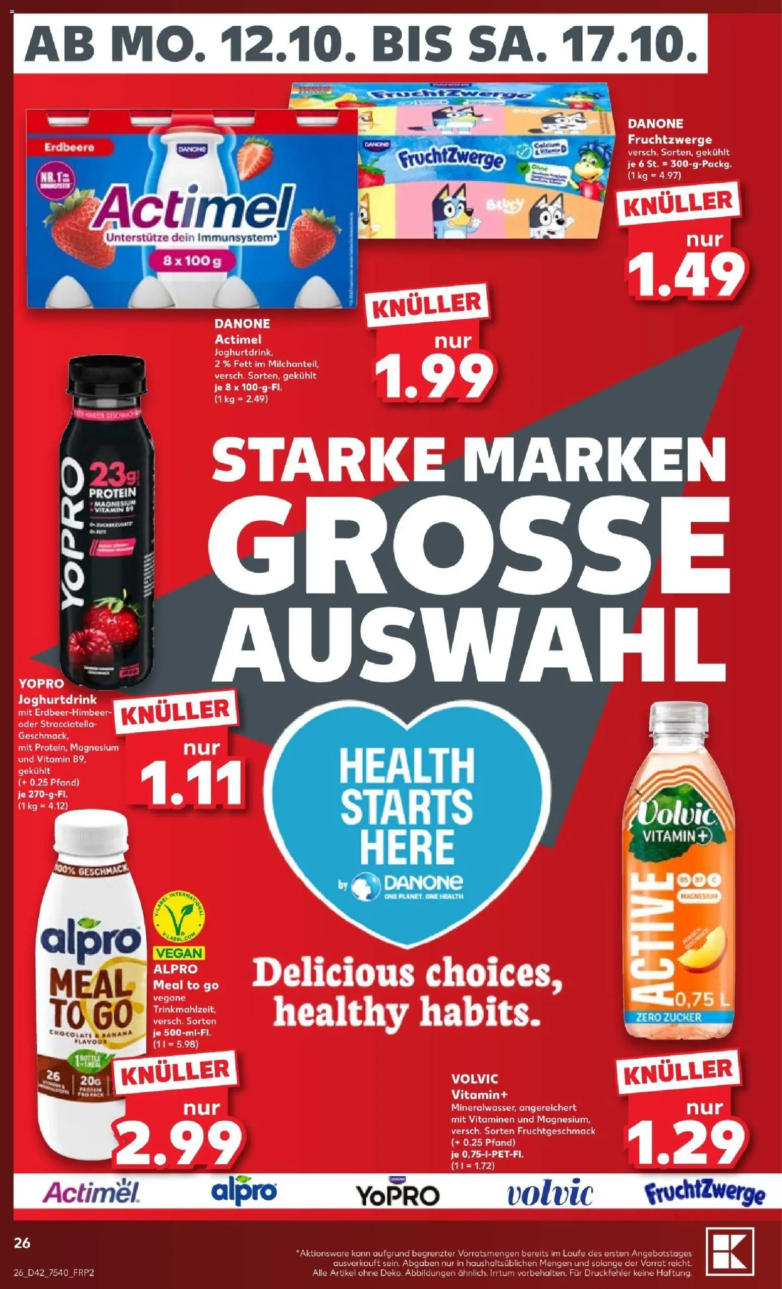 Kaufland Prospekt – gültig ab 12.10.2026 | Seite: 32 | Produkte: Actimel, Fruchtzwerge, Alpro, Volvic