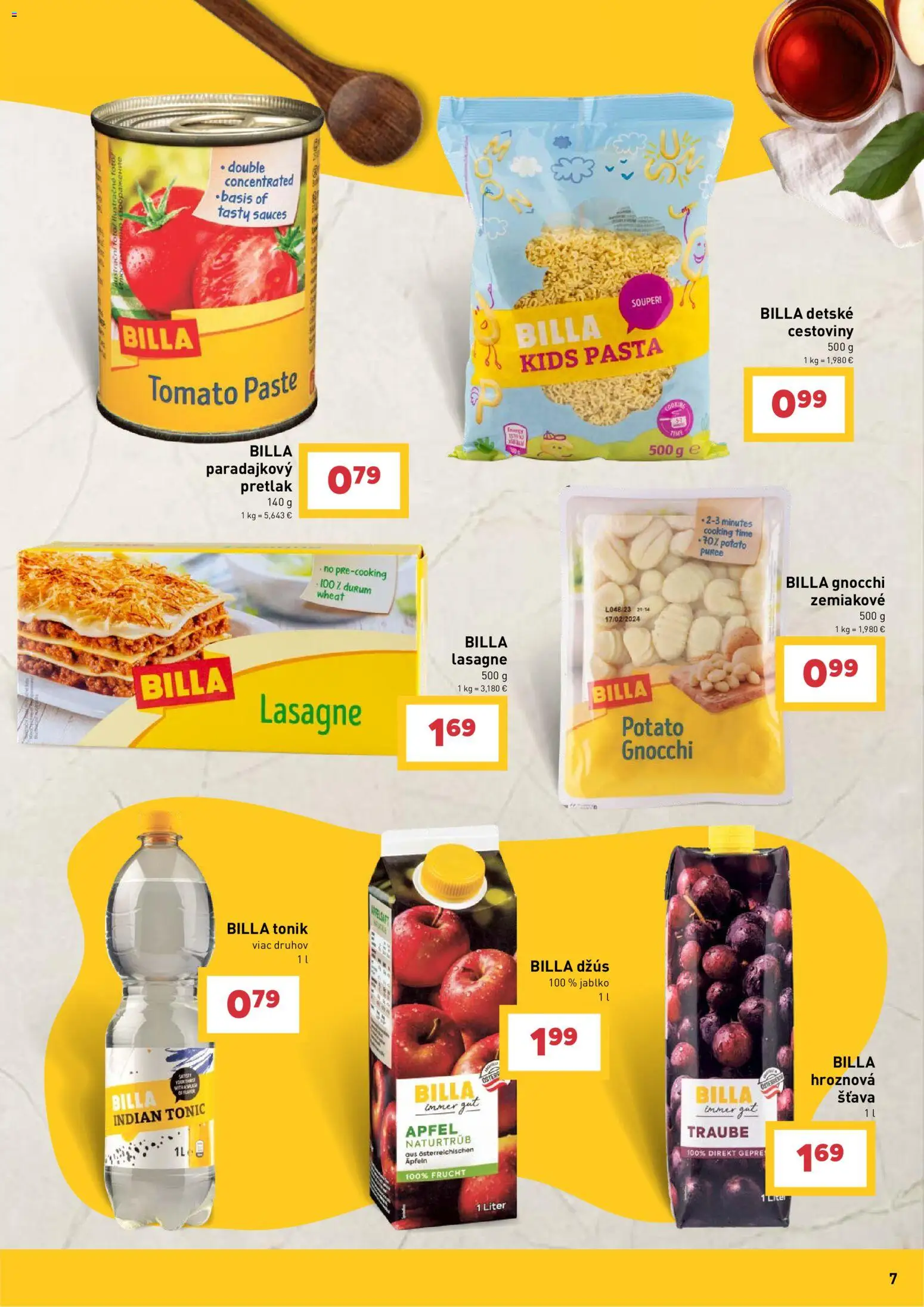 Nové Billa akcie – leták je platný od 09.09.2026 | Strana: 7 | Produkty: Cestoviny, Pretlak, Šťava, Lasagne