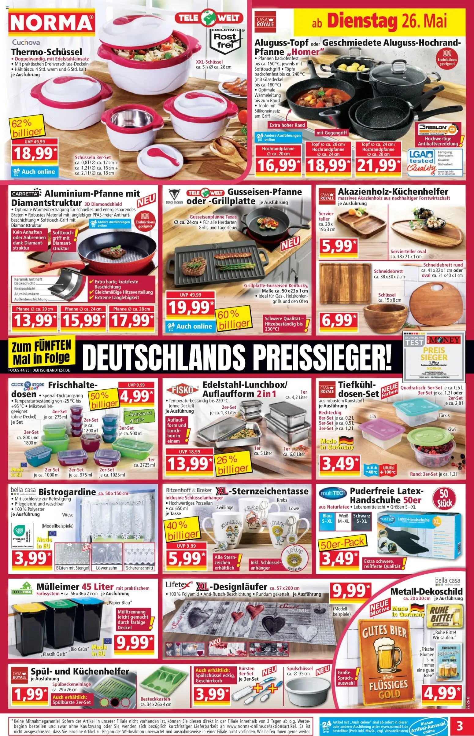 Norma Prospekt 	 – gültig ab 26.05.2026 | Seite: 3 | Produkte: Ofen, Bier, Handschuhe, Kiwi