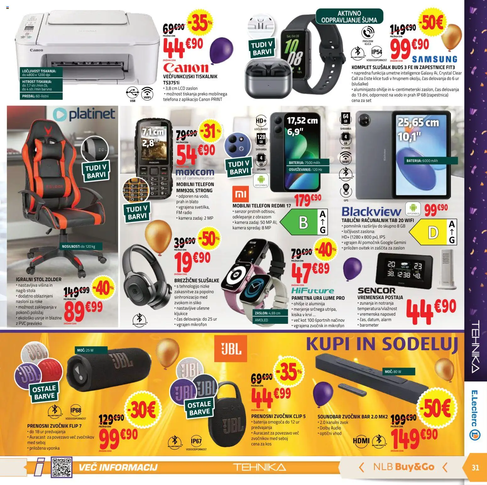 Novi E.leclerc katalog ponudbe – veljaven od 14.10.2026 | Stran: 3 | Izdelki: Radio, Kamera, Zapestnica, Stol