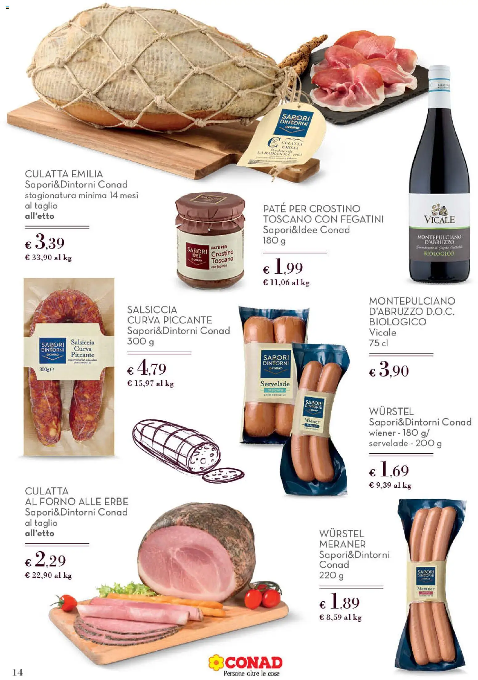 Volantino Conad del 09/09/2026 | Pagina: 14 | Prodotti: Paté, Taglio, Salsiccia, Forno