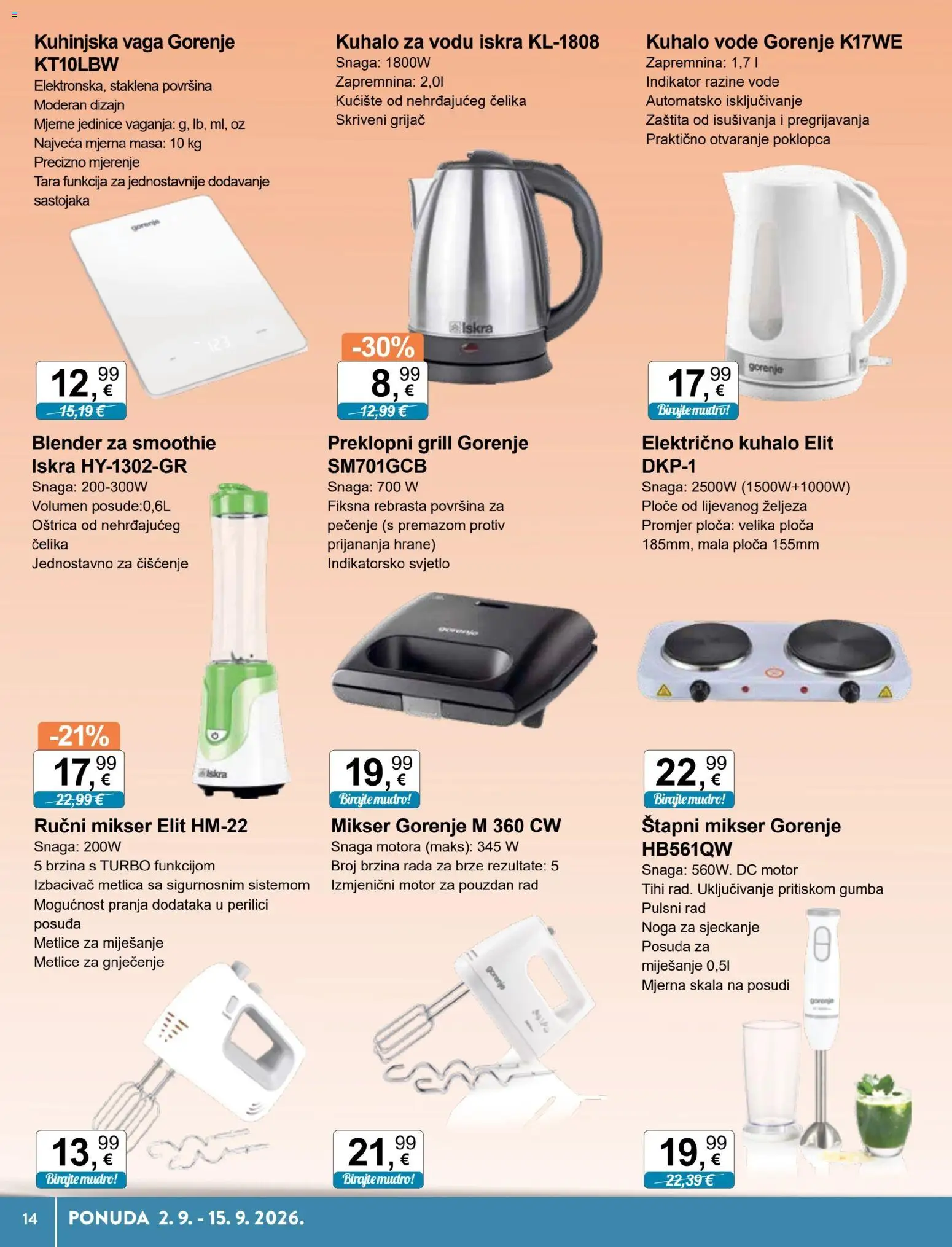 KTC katalog | vrijedi od 02.09.2026 | Stranica: 8 | Proizvodi: Kuhalo vode, Mikser, Noga, Grill
