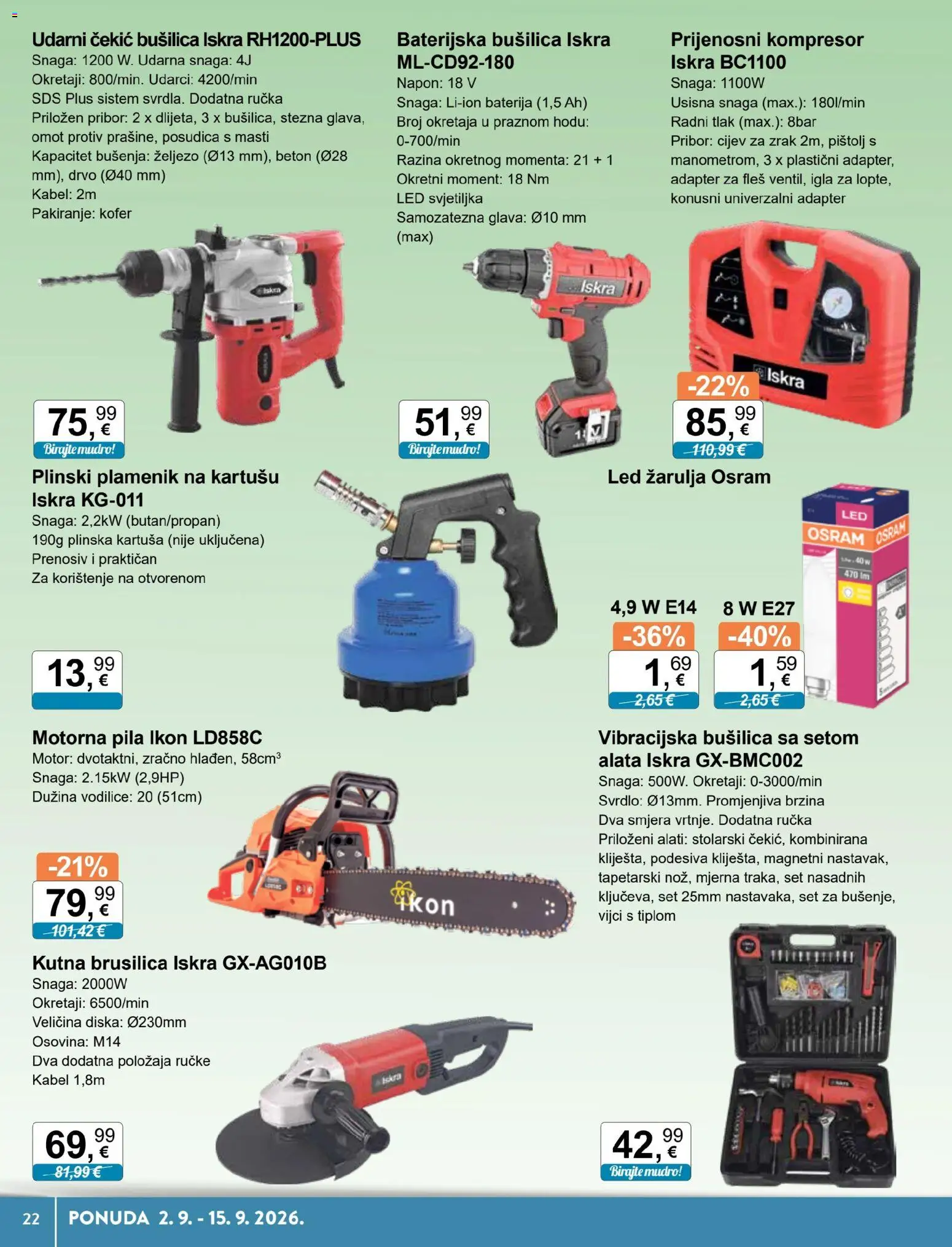 KTC katalog | vrijedi od 02.09.2026 | Stranica: 16 | Proizvodi: Motorna pila, Bušilica, Led svjetiljka, Adapter