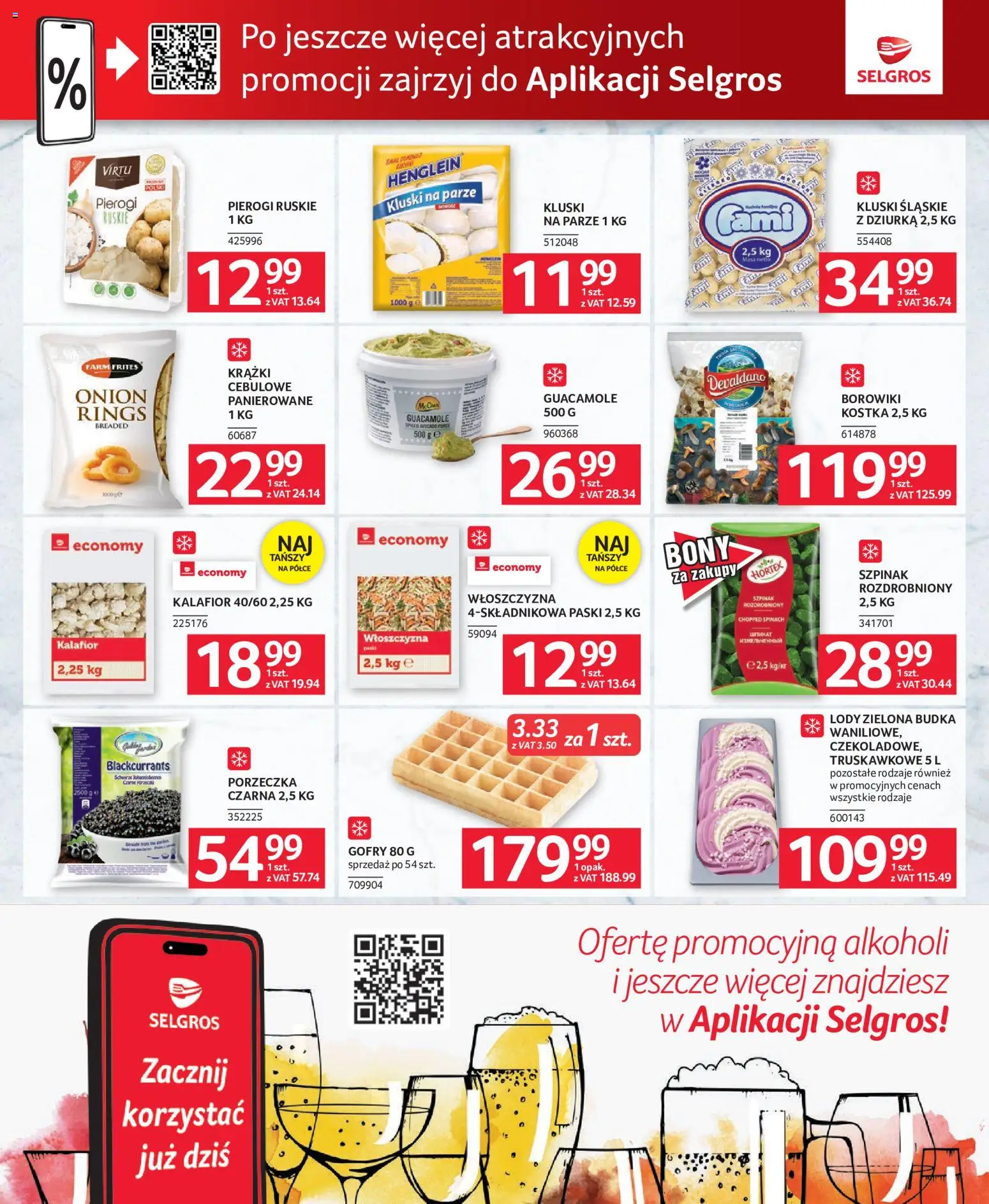 Selgros cash&carry gazetka - Oferta dla gastronomii od 16.07.2026 | Strona: 6 | Produkty: Kalafior, Kluski śląskie, Szpinak, Lody
