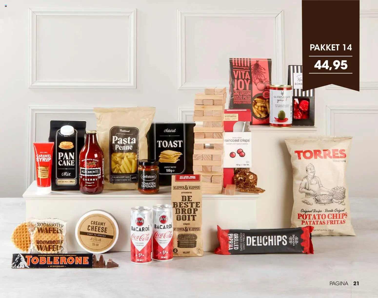 {H1} | Pagina: 21 | Producten: Chips, Roomboter, Cake, Bacardi