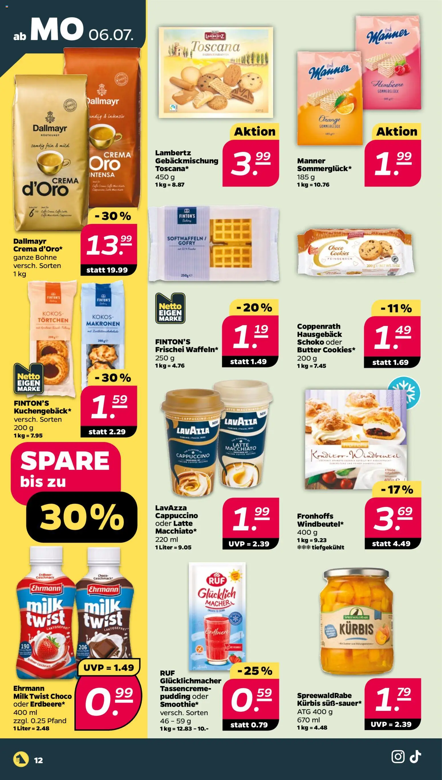 Netto Prospekt – gültig ab 06.07.2026 | Seite: 12 | Produkte: Lavazza, Butter, Kürbis, Himbeere