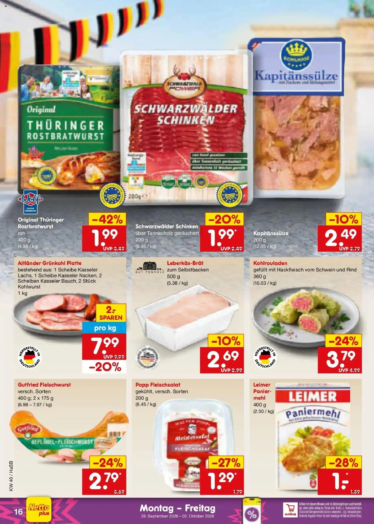 Netto Marken-Discount Prospekt Unna – gültig ab 28.09.2026 | Seite: 22 | Produkte: Mehl, Schinken, Hackfleisch