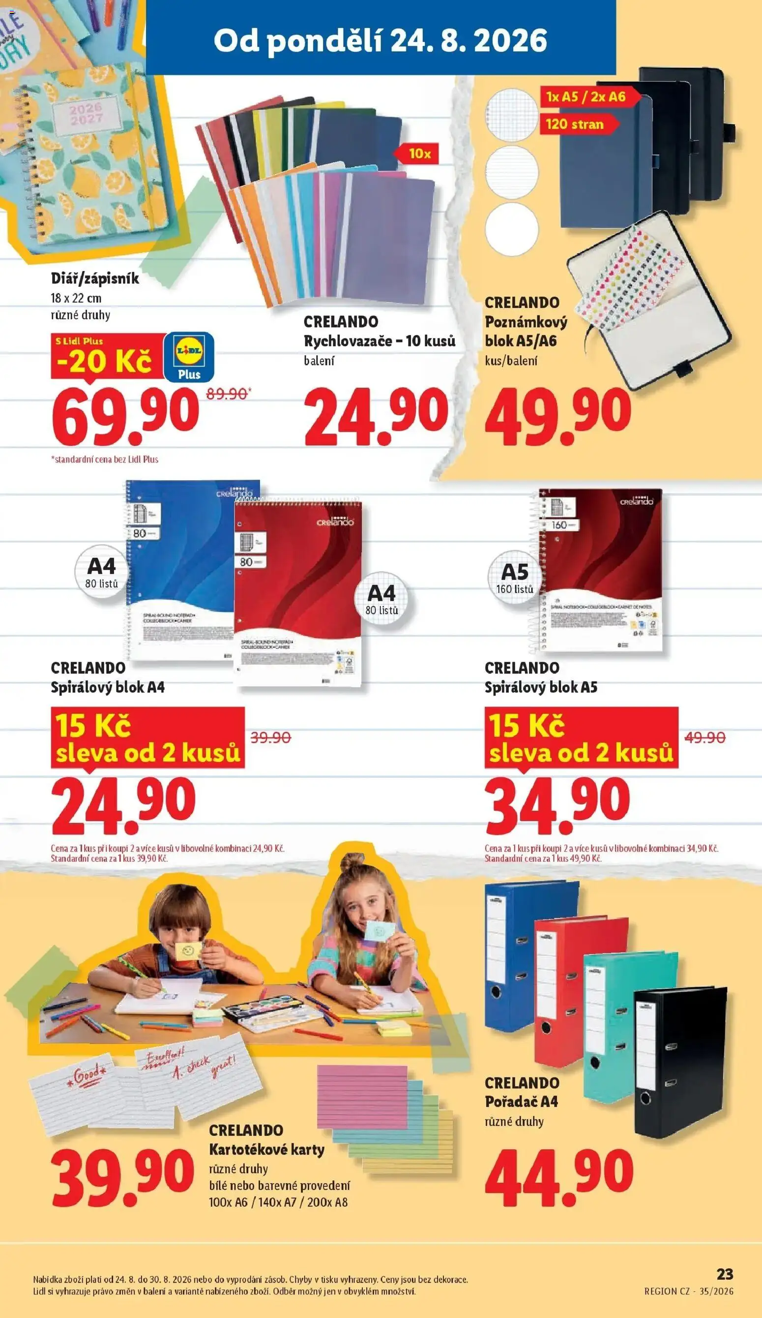 Lidl leták od 17.08.2026 - Nový akční leták | Strana: 23 | Produkty: Notebook, Blok, Karty