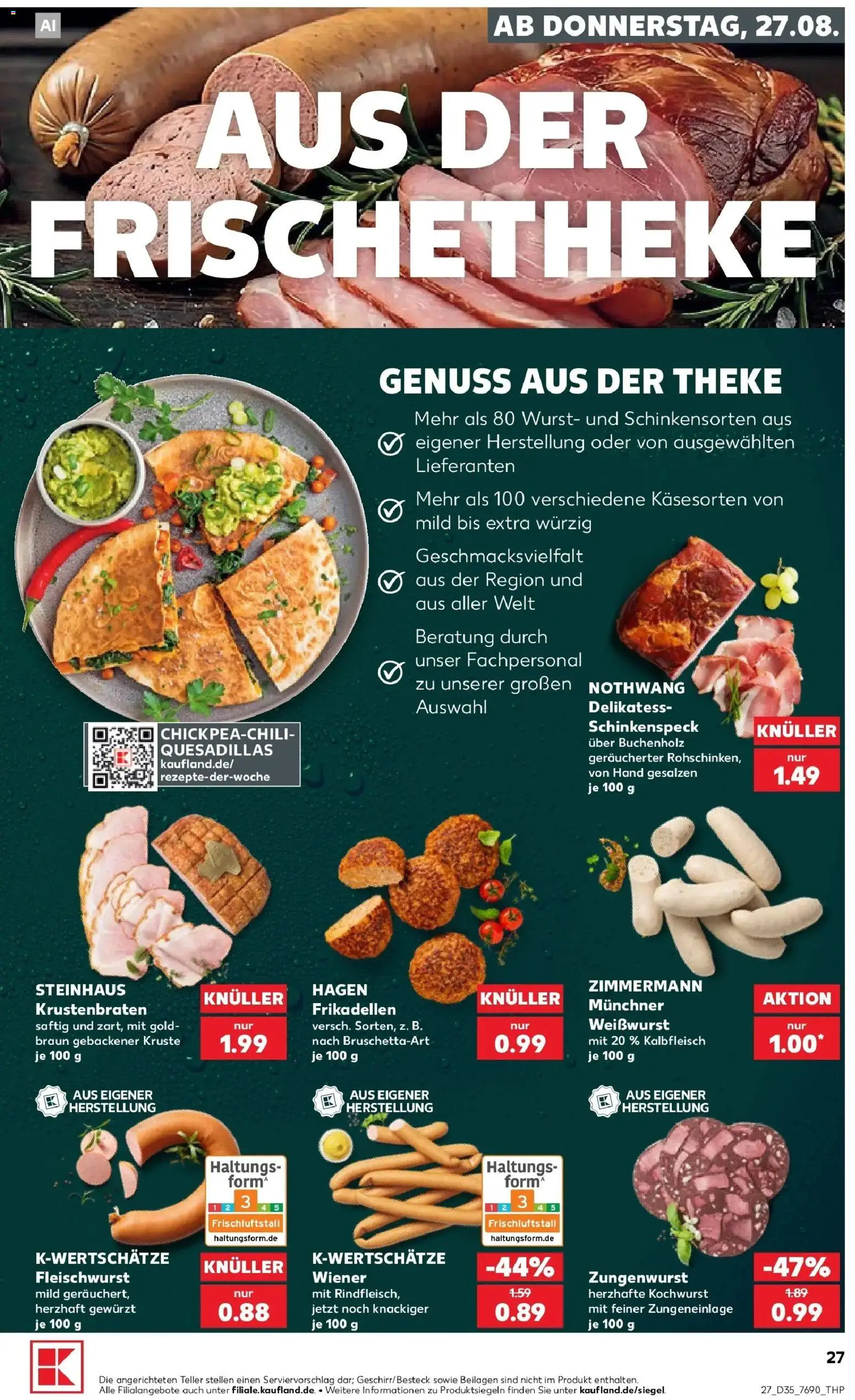 Prospekt Kaufland ab 24.08.2026 » Angebote Online zum Blättern | Seite: 38 | Produkte: Beilagen, Theke, Krustenbraten, Wurst