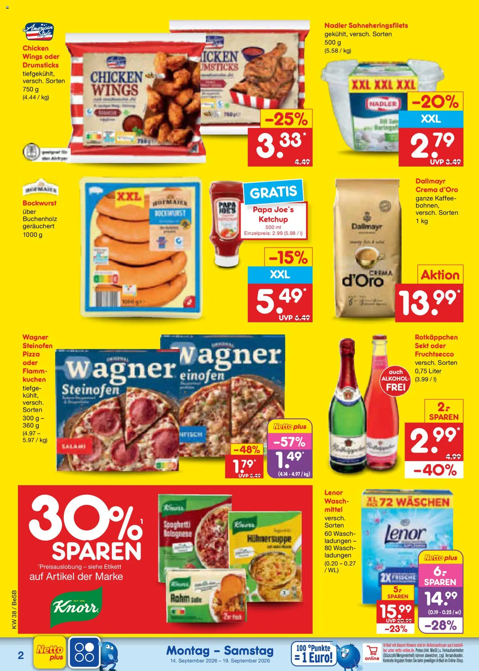 Netto Marken-Discount Prospekt – gültig ab 14.09.2026 | Seite: 2 | Produkte: Kaffee, Rotkäppchen, Kuchen, Ketchup