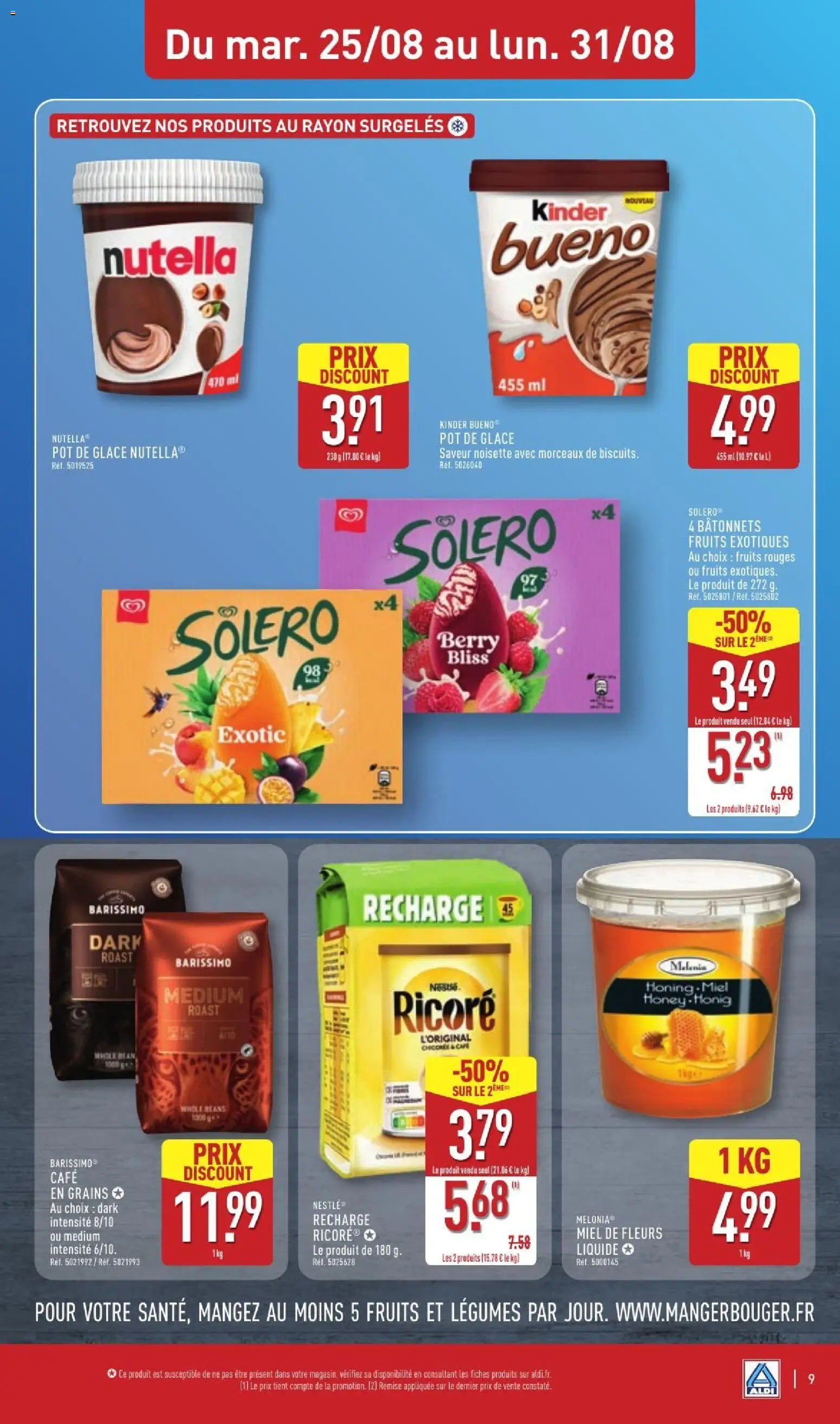 {H1} | Page: 11 | Produits: Glace, Miel de fleurs, Café en grains, Nutella