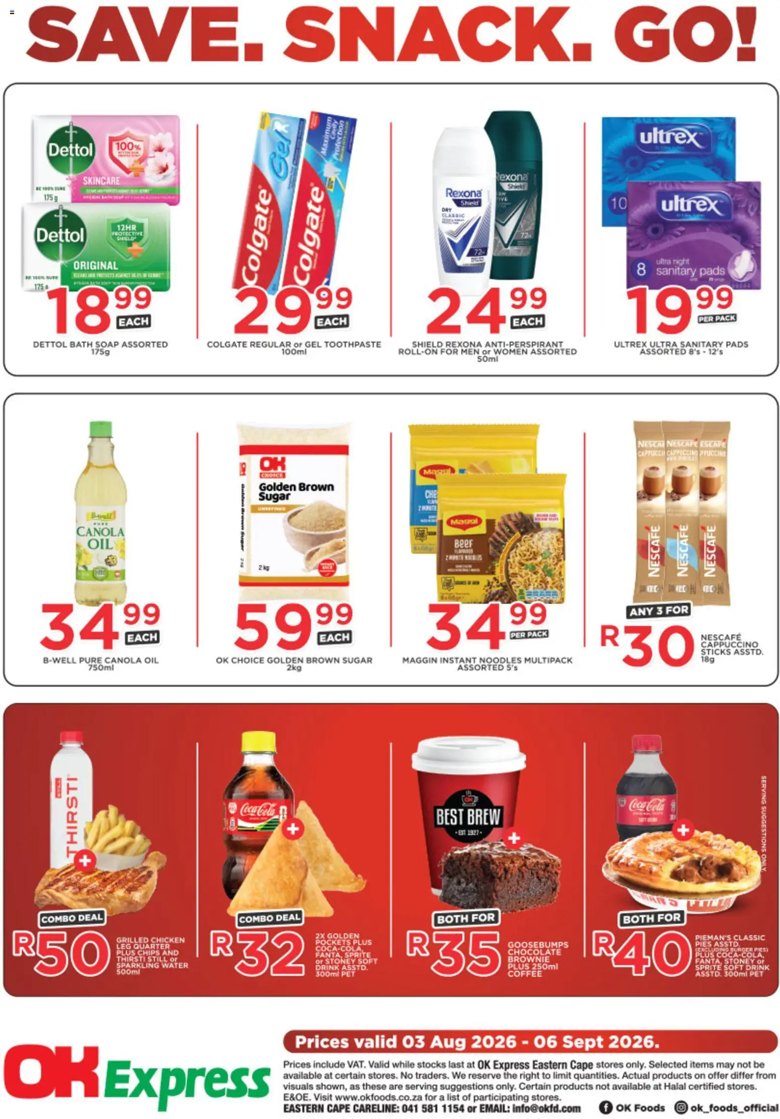New OK Foods catalogue – valid from 03/08/2026 | Page: 2 | Products: Bath, Noodles, Sprite, Soap