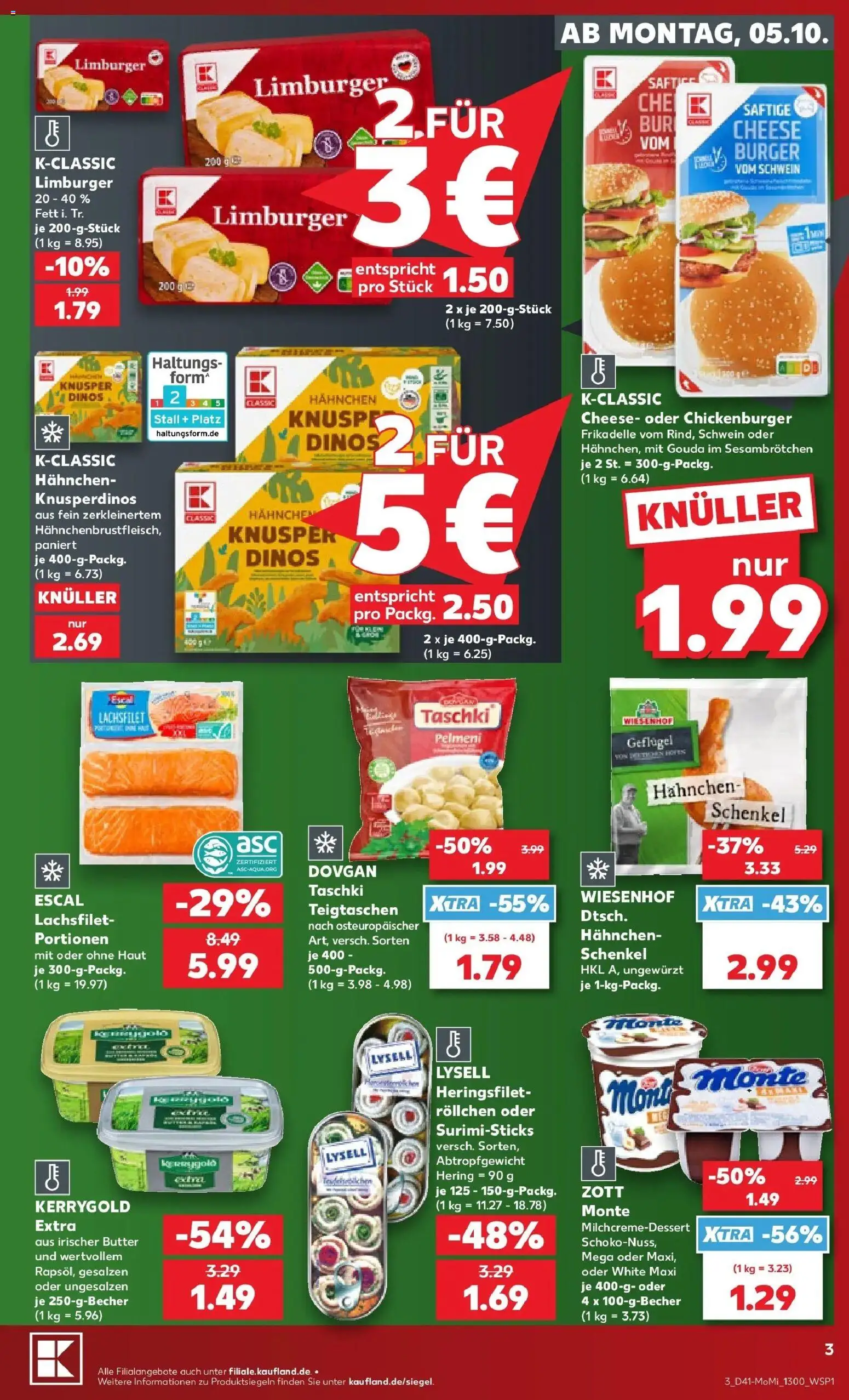 Prospekt Kaufland ab 05.10.2026 » Angebote Online zum Blättern | Seite: 3 | Produkte: Hahnchen, Butter, Gouda, Burger