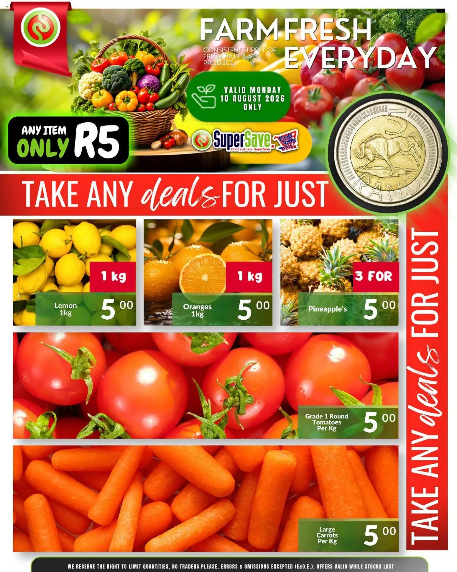 New Super Save catalogue – valid from 10/08/2026 | Page: 1 | Products: Oranges, Tomatoes, Carrots, Lemon